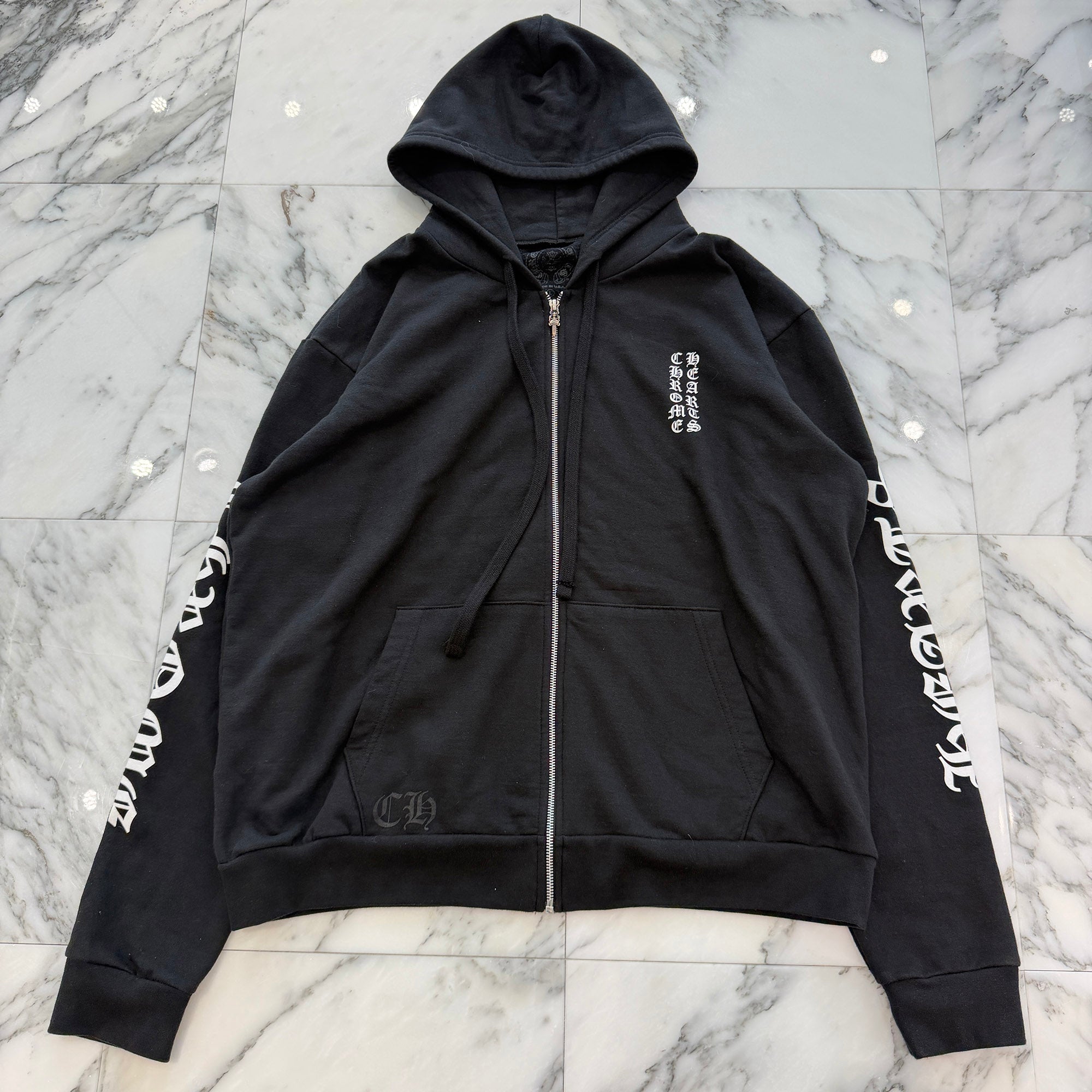 CHROME HEARTS Vertical Logo Zip Up Hoodie Size L クロムハーツ ヴァーティカル ロゴ ジップアップフーディー サイズL