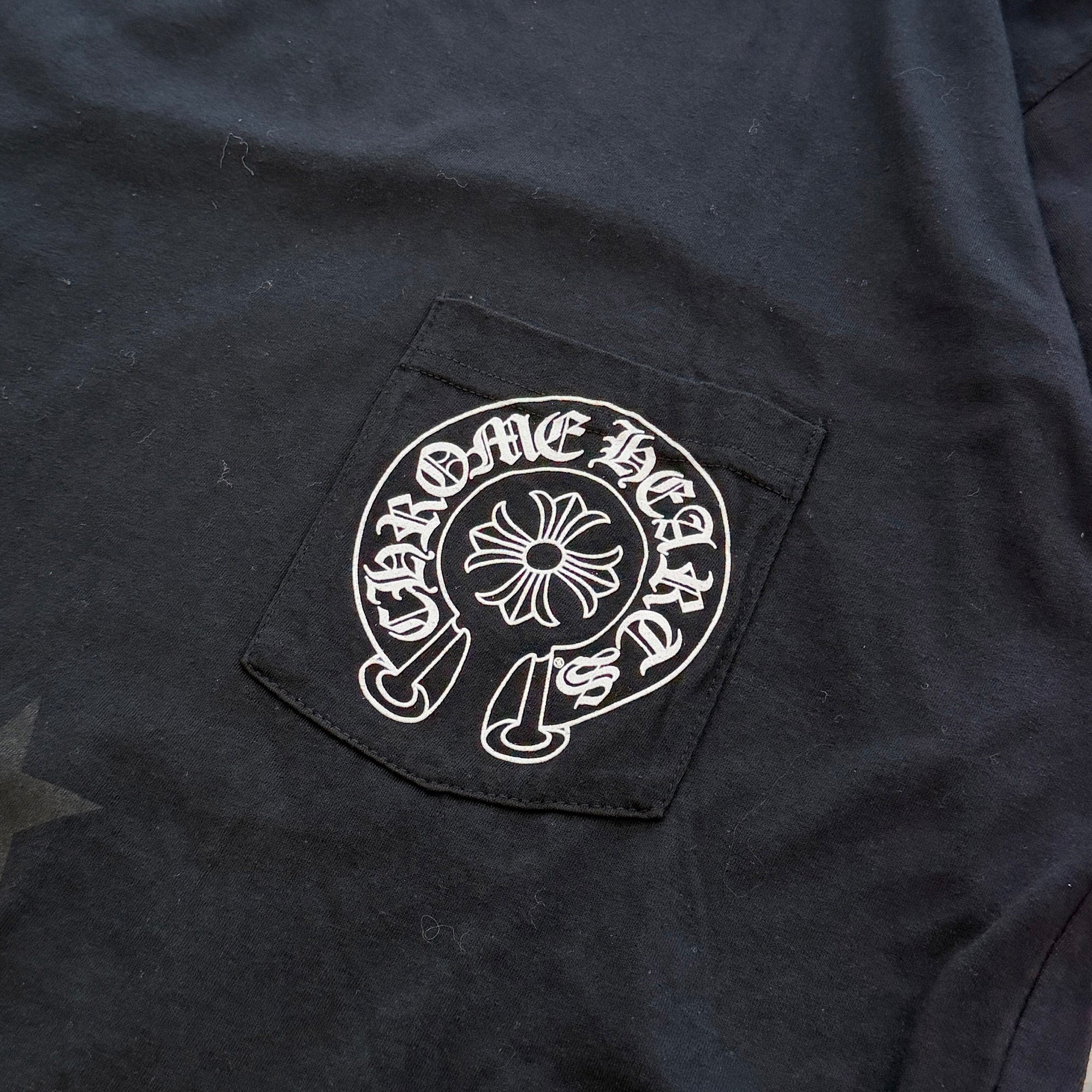 CHROME HEARTS Back Scroll Horseshoe Star Print Tee Size L クロムハーツ バックスクロール ホースシュー スタープリントTシャツ サイズL