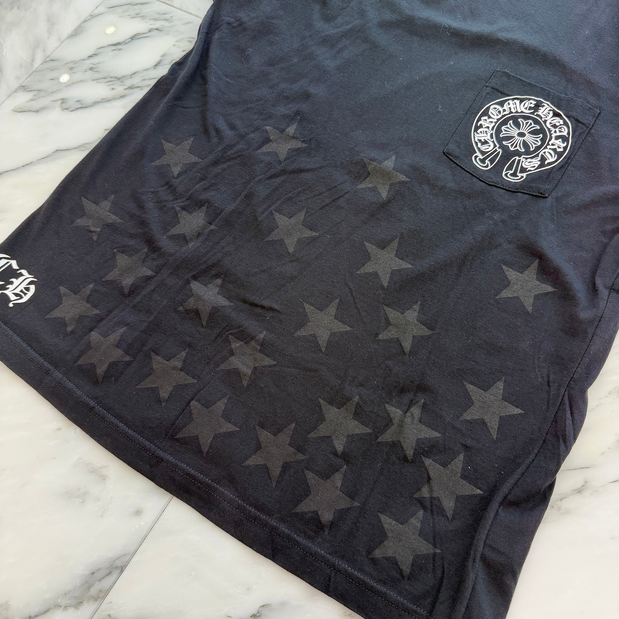 CHROME HEARTS Back Scroll Horseshoe Star Print Tee Size L クロムハーツ バックスクロール ホースシュー スタープリントTシャツ サイズL