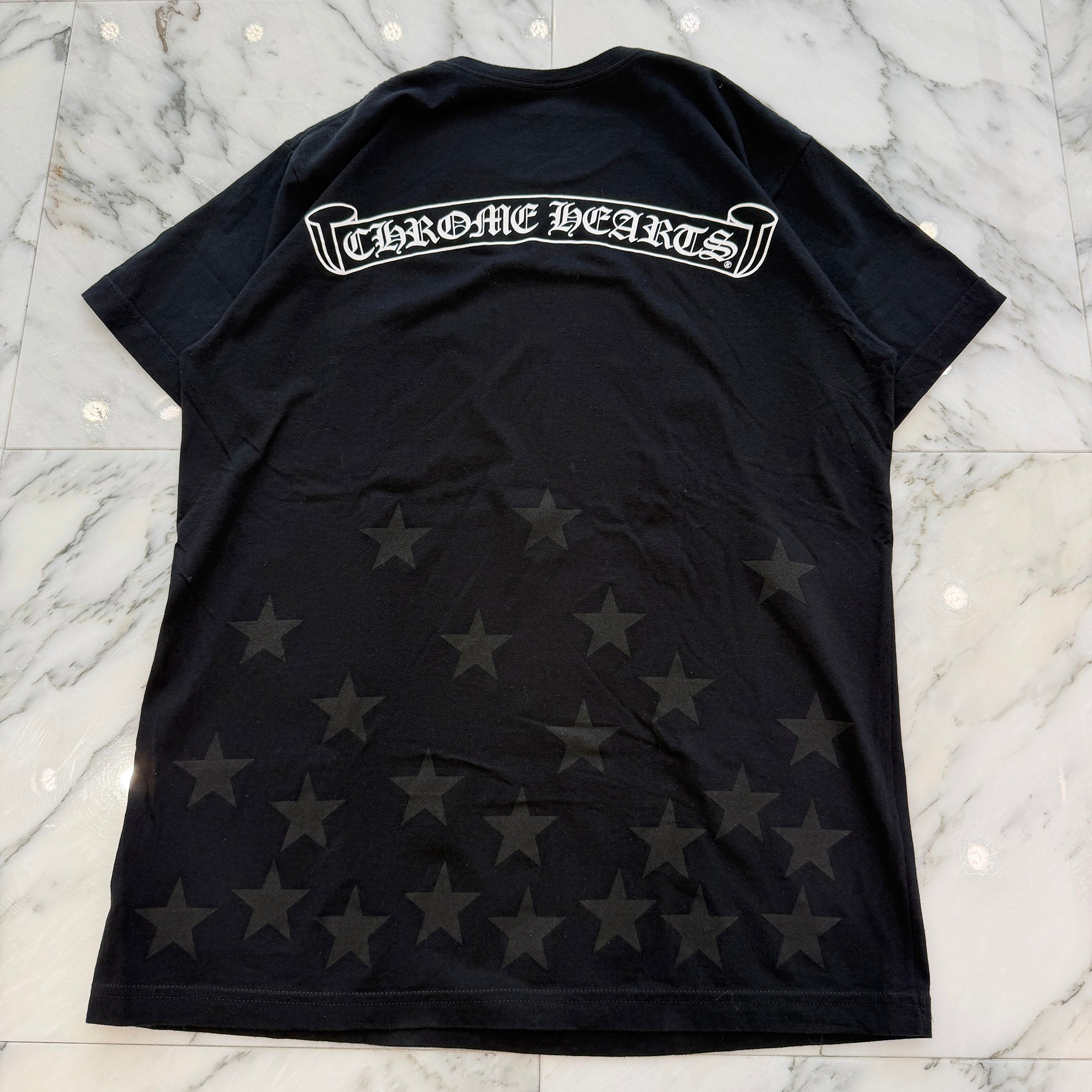 CHROME HEARTS Back Scroll Horseshoe Star Print Tee Size L クロムハーツ バックスクロール ホースシュー スタープリントTシャツ サイズL