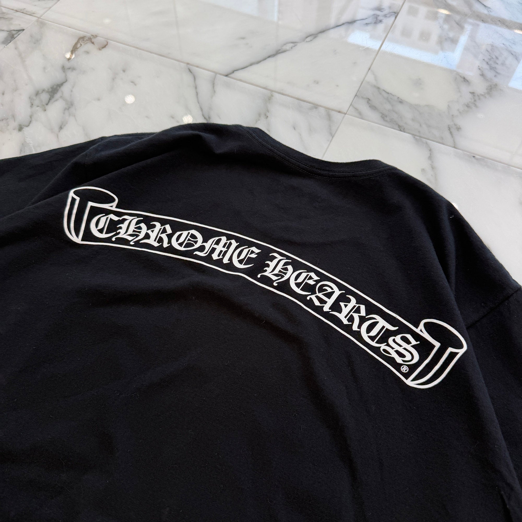 CHROME HEARTS Back Scroll Horseshoe Star Print Tee Size L クロムハーツ バックスクロール ホースシュー スタープリントTシャツ サイズL