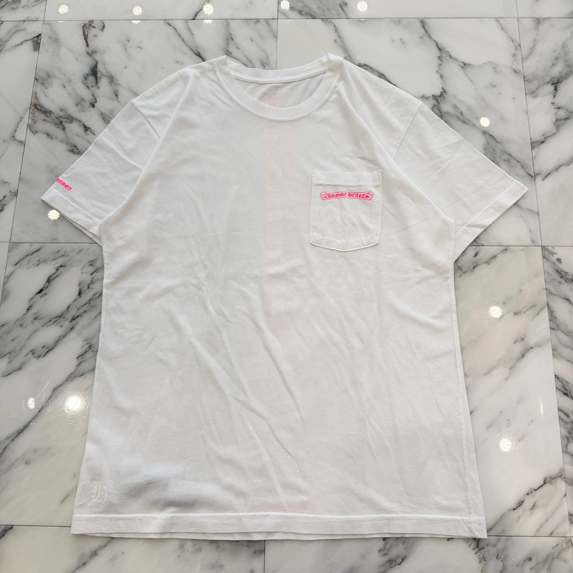 CHROME HEARTS Pink Made In Hollywood Vertical Logo Tee Size L クロムハーツ ピンク メイドインハリウッド ヴァーティカルロゴ Tシャツ サイズL