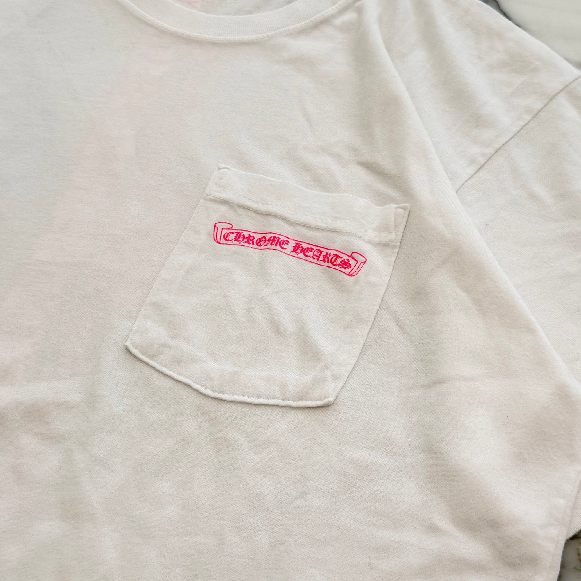 CHROME HEARTS Pink Made In Hollywood Vertical Logo Tee Size L クロムハーツ ピンク メイドインハリウッド ヴァーティカルロゴ Tシャツ サイズL