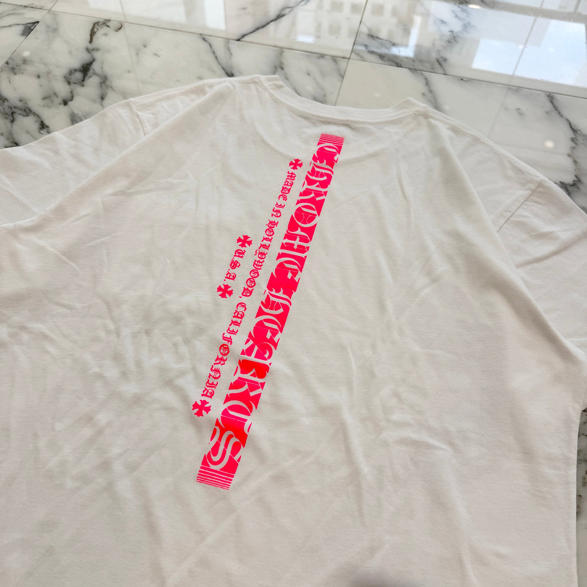 CHROME HEARTS Pink Made In Hollywood Vertical Logo Tee Size L クロムハーツ ピンク メイドインハリウッド ヴァーティカルロゴ Tシャツ サイズL