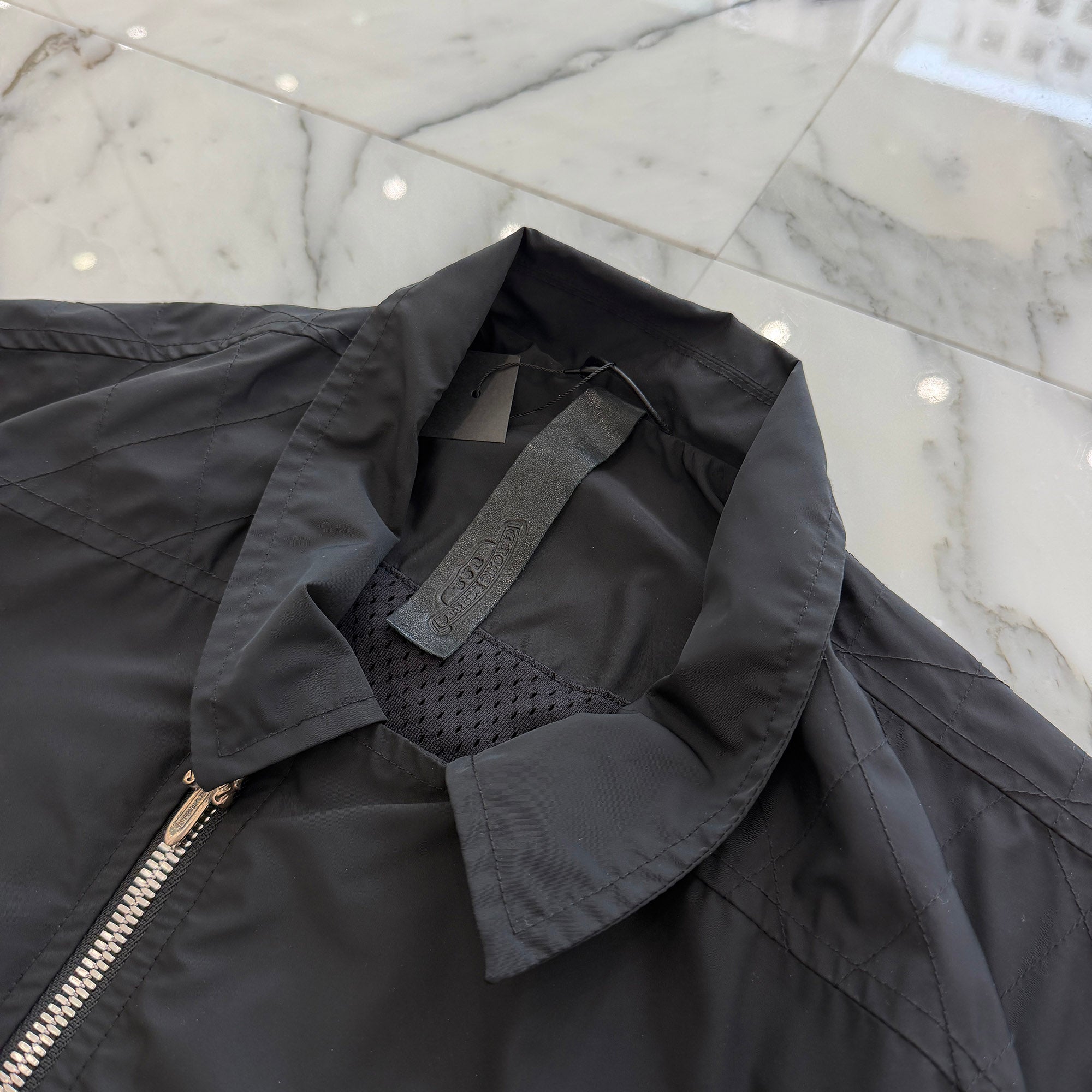 CHROME HEARTS Y NOT Cross Ball Button Dagger Zip Nylon Zip Up Jacket Size L クロムハーツ ワイノット クロスボールボタン ダガージップ ナイロンジップアップ ジャケット サイズL