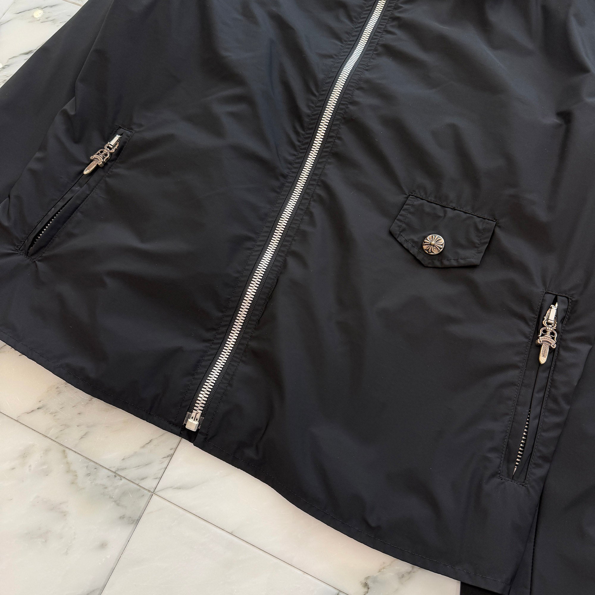 CHROME HEARTS Y NOT Cross Ball Button Dagger Zip Nylon Zip Up