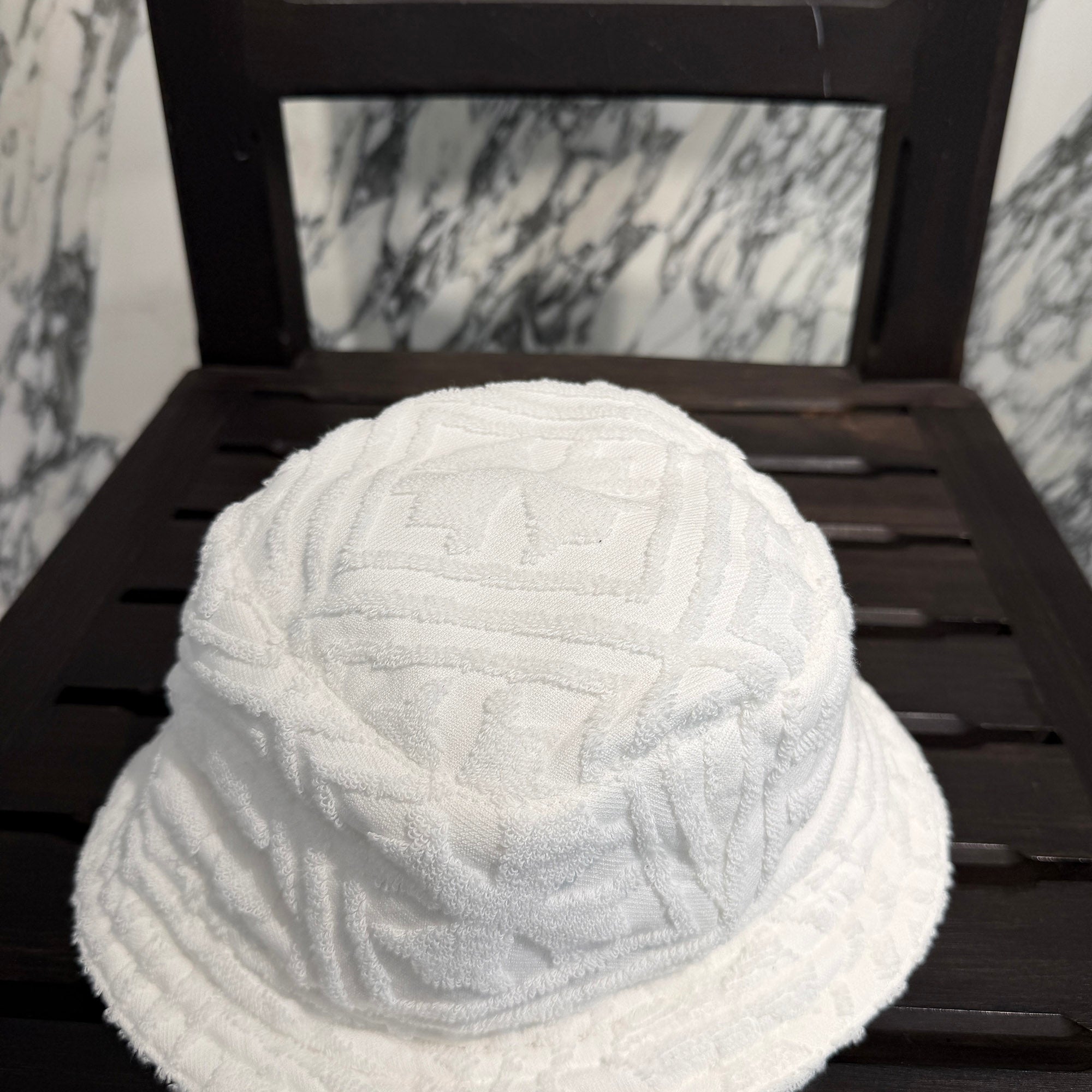 CHROME HEARTS 1 Cross Leather Patch Cotton Pile Bucket Hat Size M