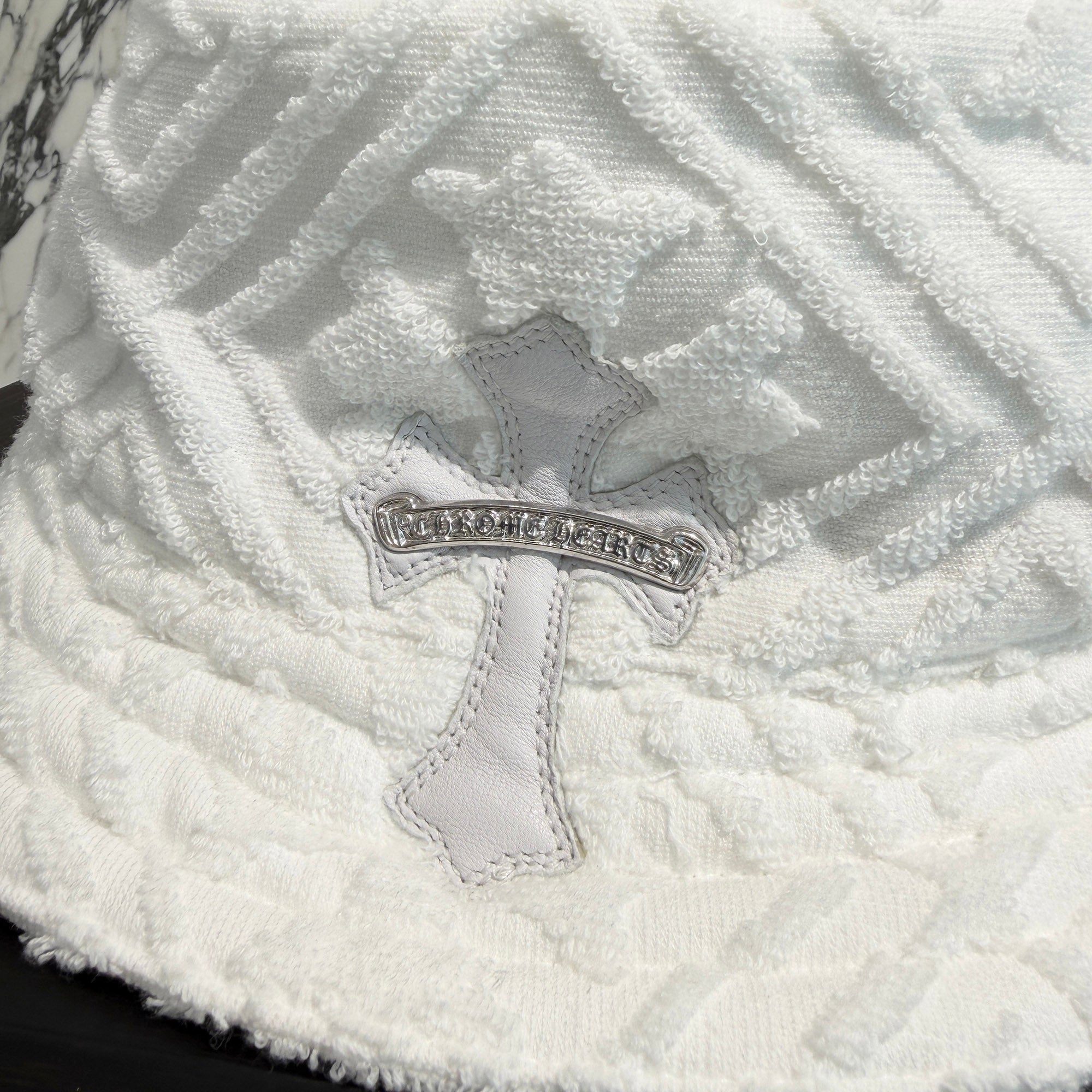 CHROME HEARTS 1 Cross Leather Patch Cotton Pile Bucket Hat Size M (58.5cm) クロムハーツ 1クロス レザーパッチ コットン パイル地 バケットハット サイズSize M (58.5cm)