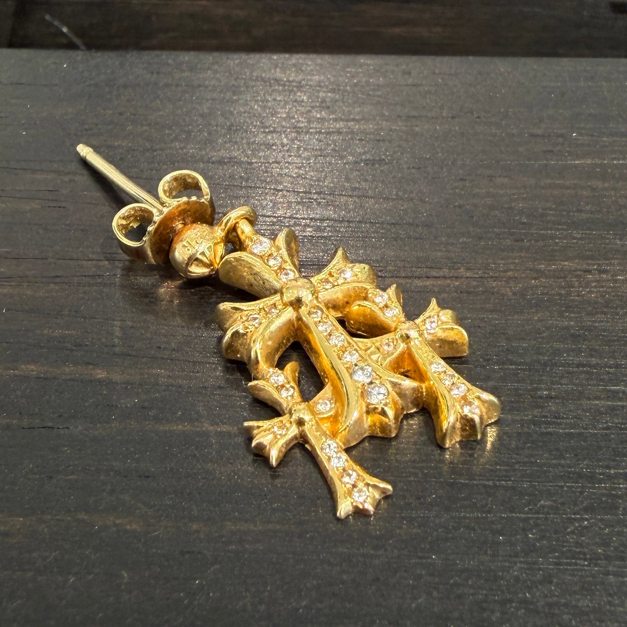 CHROME HEARTS 22K Triple Cross Earring Pave Diamond クロムハーツ 22K トリプルクロス イヤリング パヴェダイヤモンド