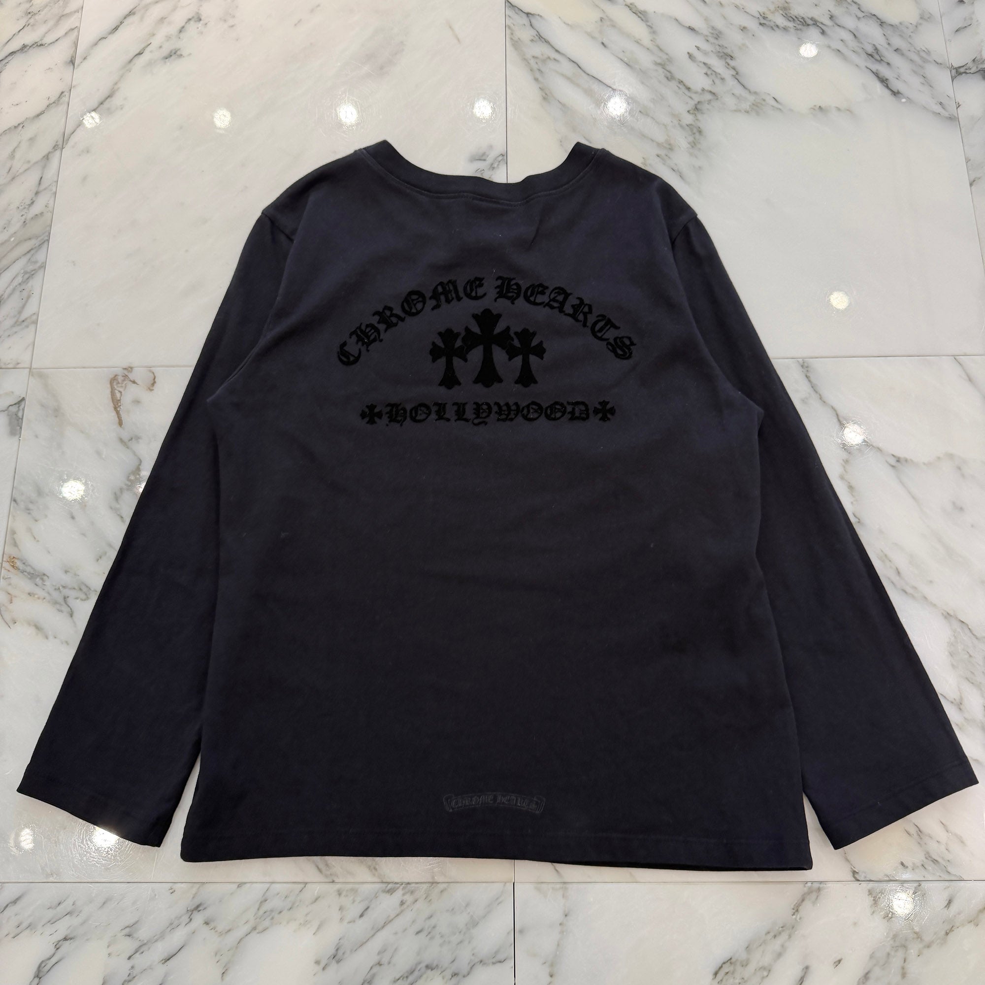 CHROME HEARTS Y NOT King Taco 3 Cemetery Cross Flock Print Long Sleeve Tee Size S クロムハーツ ワイノット キングタコ 3セメタリークロス フロッキーパッチ プリント ロングスリーブTシャツ サイズS