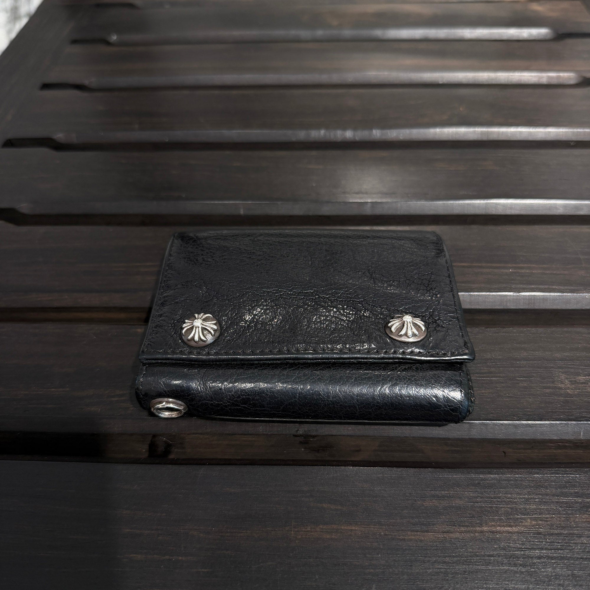 CHROME HEARTS 3 FOLD Cross Ball Button Leather Wallet クロムハーツ 3フォールド クロスボールボタン レザーウォレット