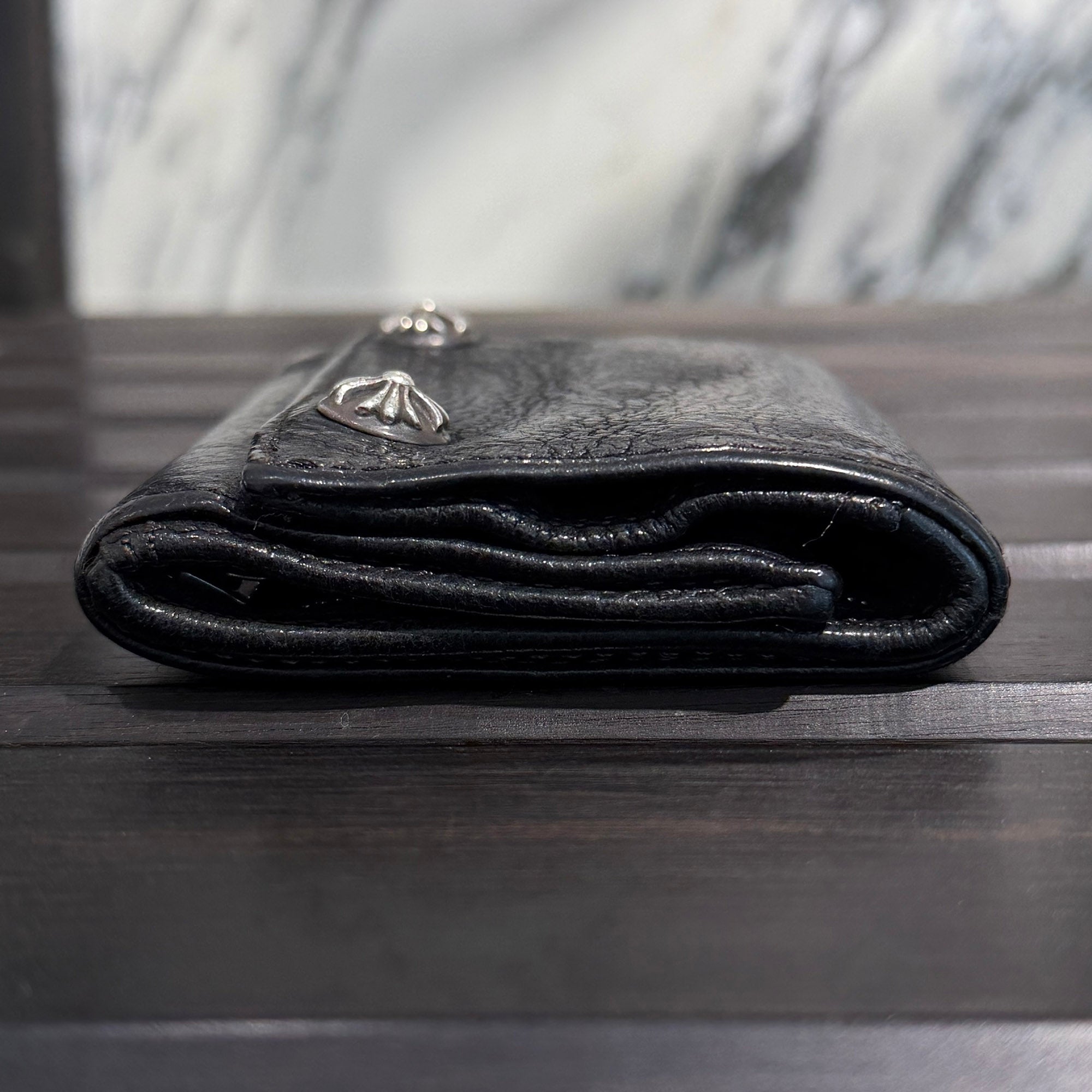 CHROME HEARTS 3 FOLD Cross Ball Button Leather Wallet クロムハーツ 3フォールド クロスボールボタン レザーウォレット