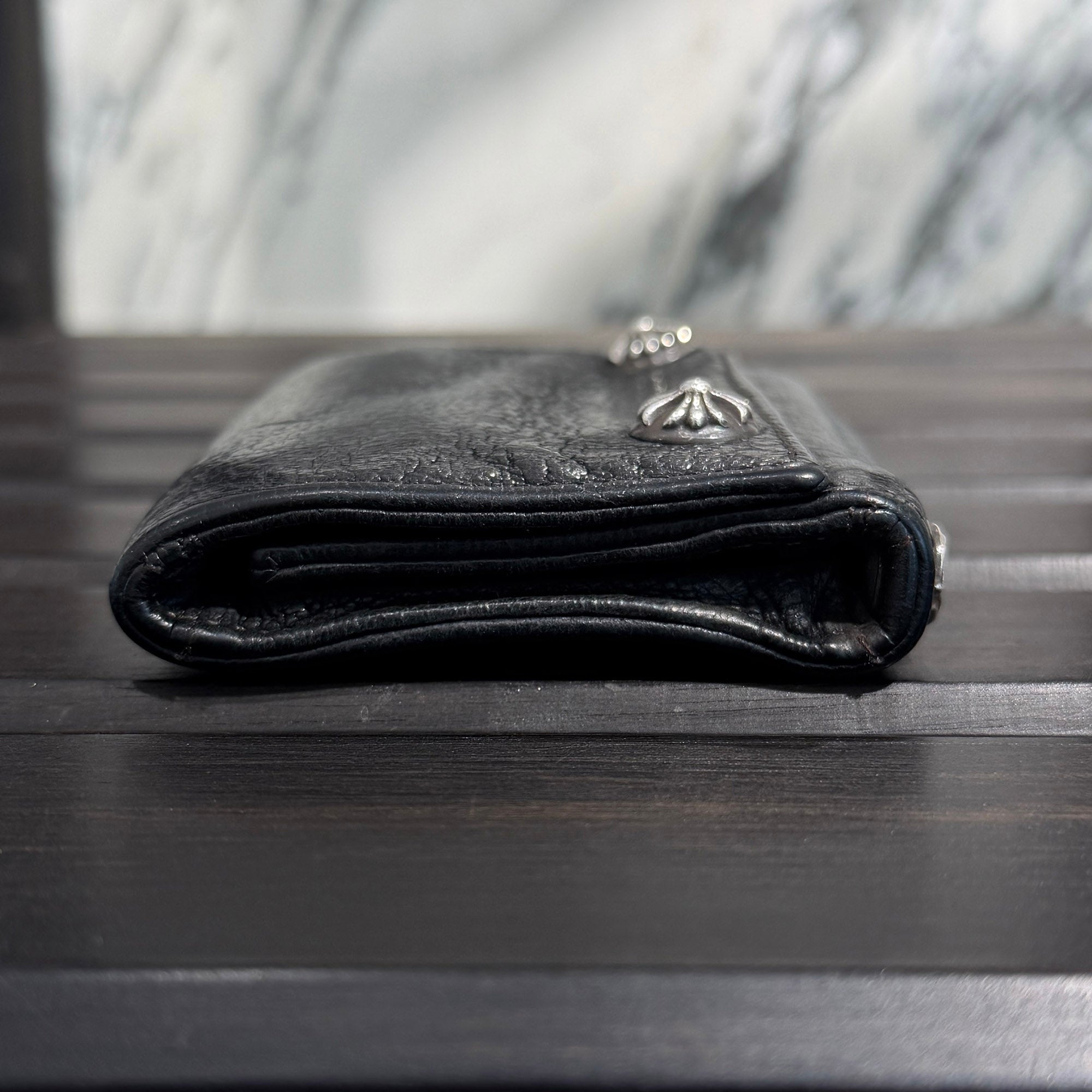 CHROME HEARTS 3 FOLD Cross Ball Button Leather Wallet クロムハーツ 3フォールド クロスボールボタン レザーウォレット