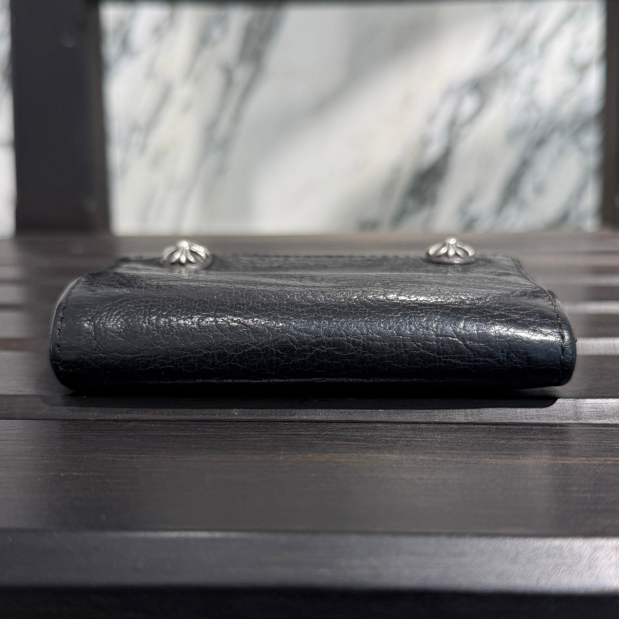 CHROME HEARTS 3 FOLD Cross Ball Button Leather Wallet クロムハーツ 3フォールド クロスボールボタン レザーウォレット