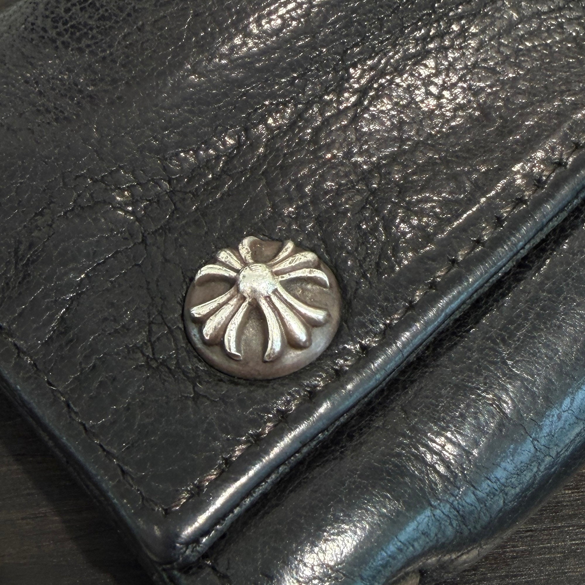 CHROME HEARTS 3 FOLD Cross Ball Button Leather Wallet クロムハーツ 3フォールド クロスボールボタン レザーウォレット