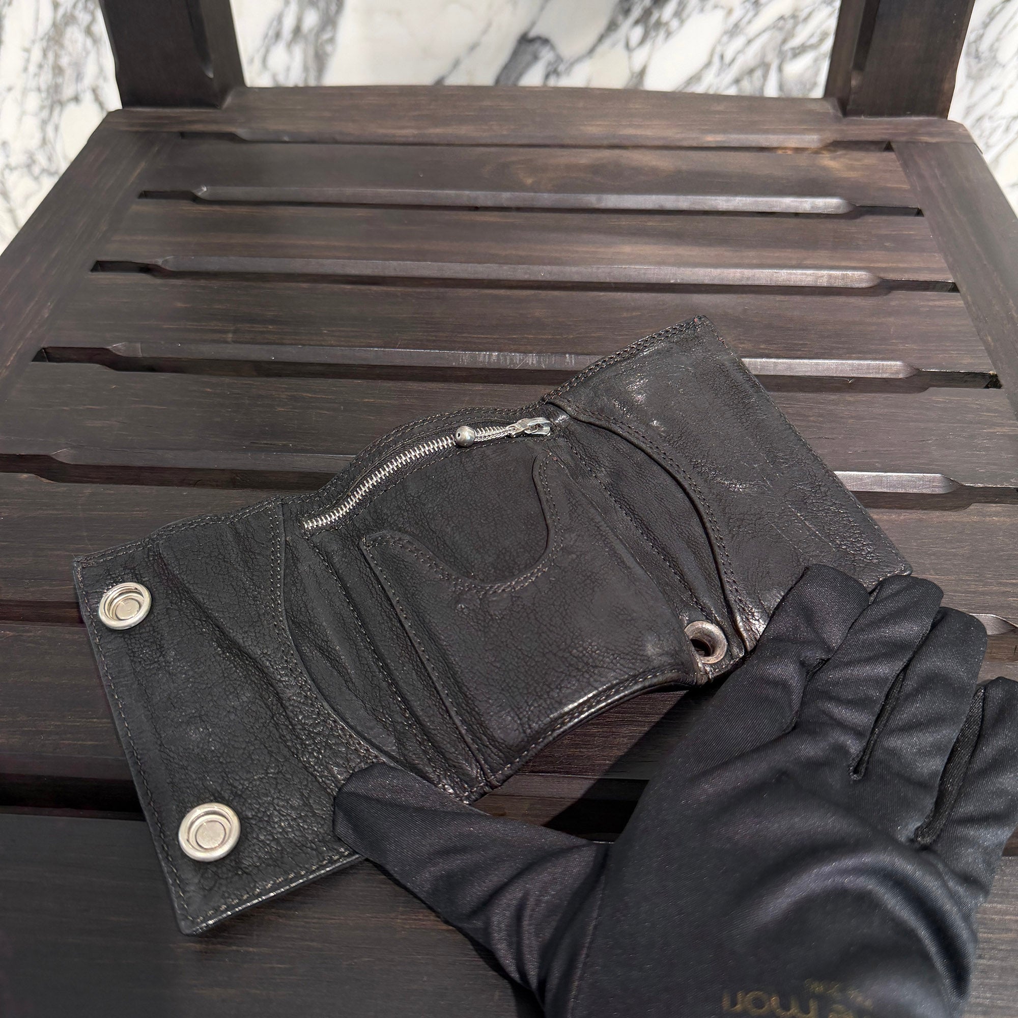 CHROME HEARTS 3 FOLD Cross Ball Button Leather Wallet クロムハーツ 3フォールド クロスボールボタン レザーウォレット