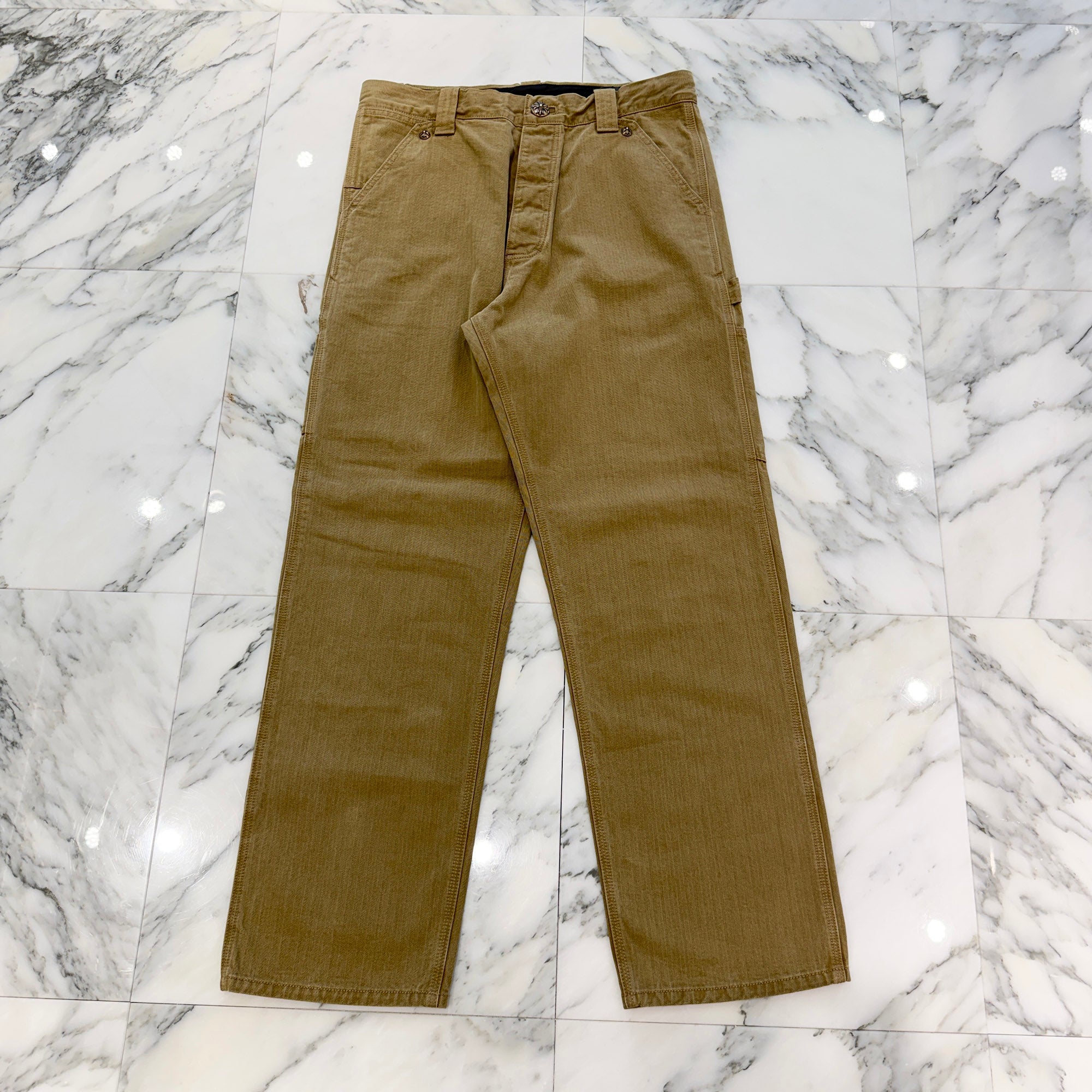 CHROME HEARTS Cross Ball Button Herringbone Cotton Chino Pants Size 32 クロムハーツ クロスボールボタン ヘリンボーン コットンチノパンツ サイズ32