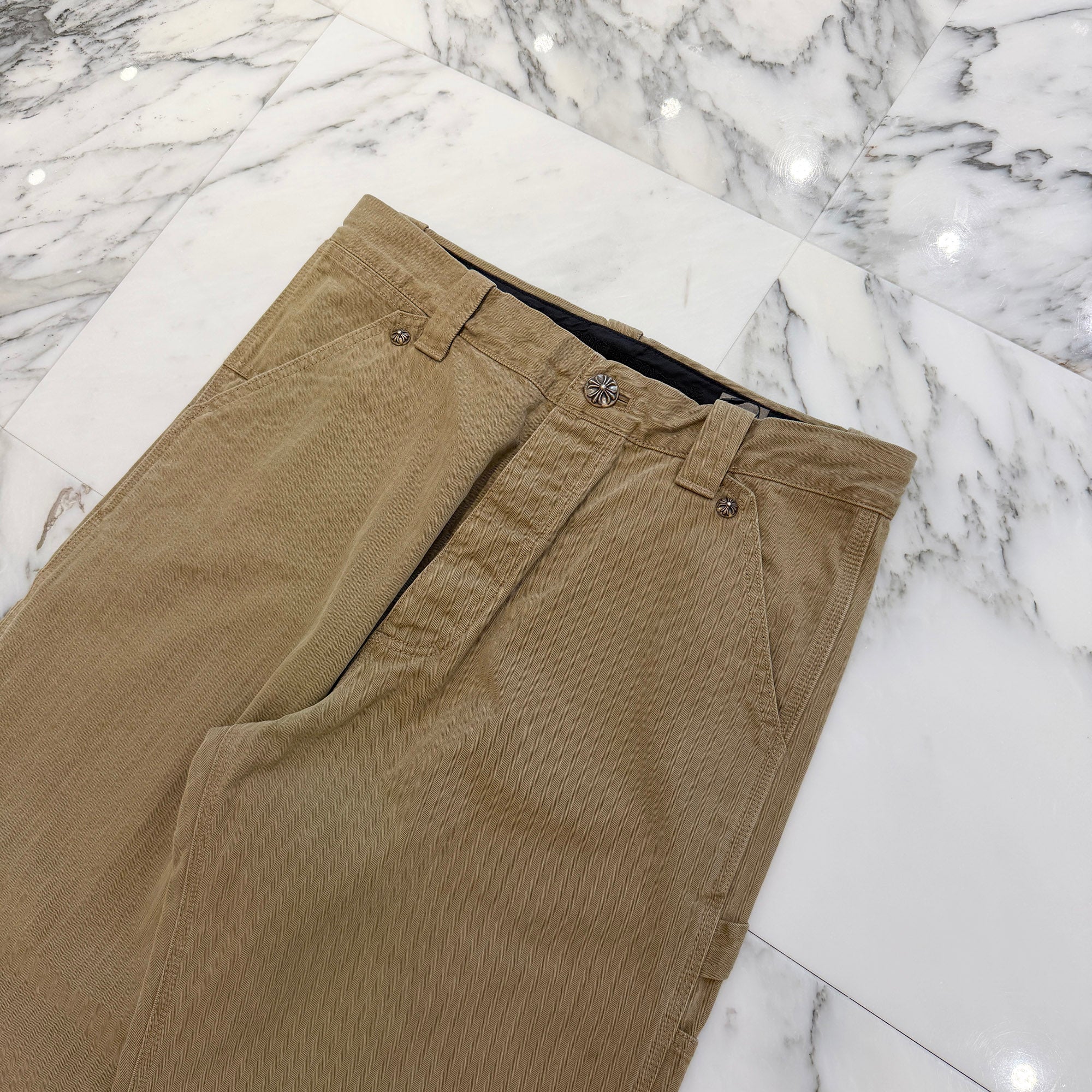CHROME HEARTS Cross Ball Button Herringbone Cotton Chino Pants Size 32 クロムハーツ クロスボールボタン ヘリンボーン コットンチノパンツ サイズ32