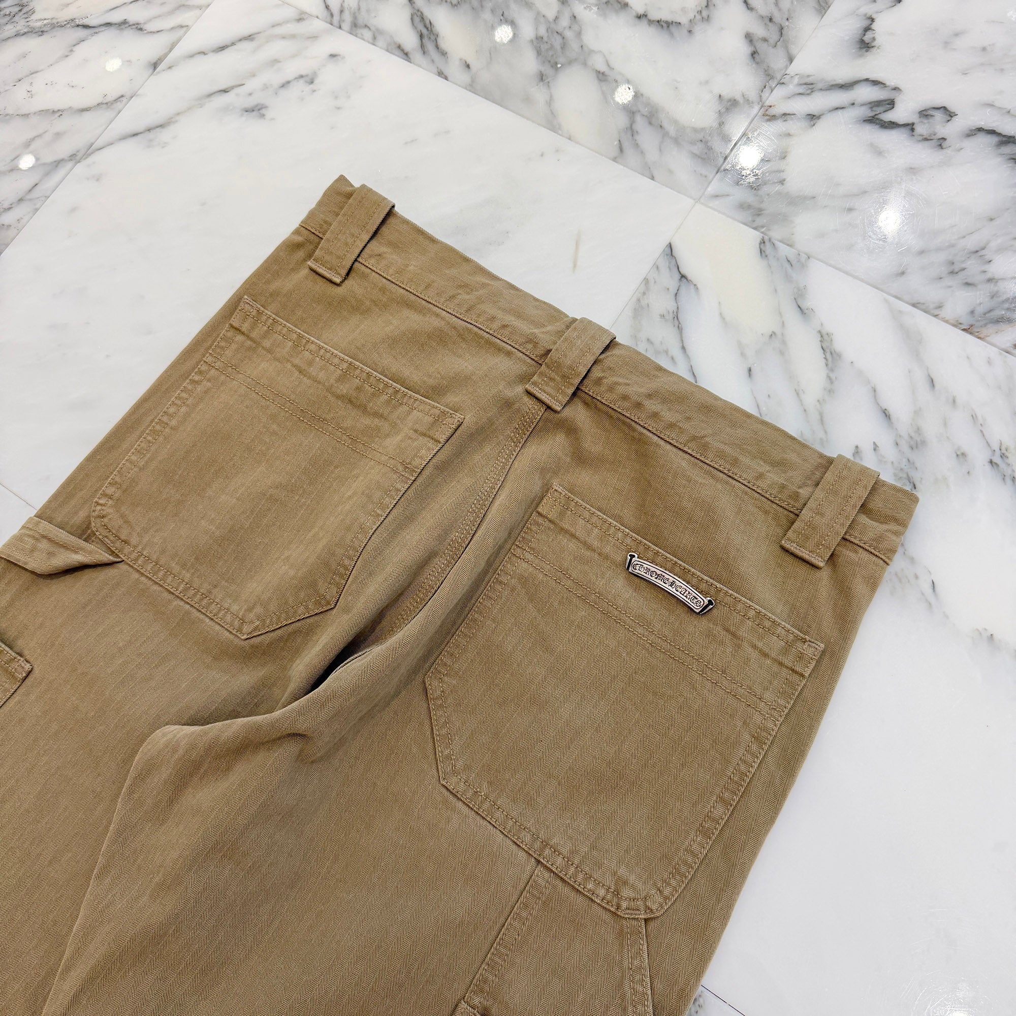 CHROME HEARTS Cross Ball Button Herringbone Cotton Chino Pants Size 32 クロムハーツ クロスボールボタン ヘリンボーン コットンチノパンツ サイズ32