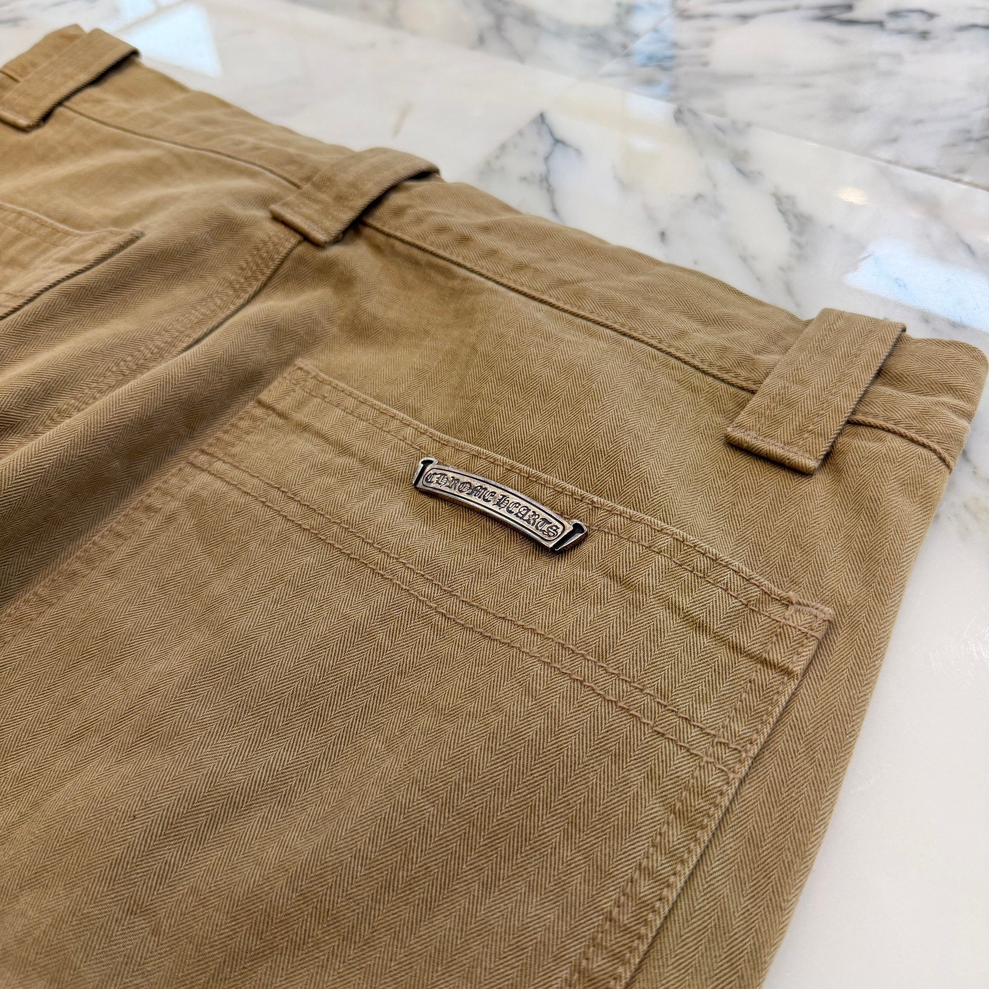 CHROME HEARTS Cross Ball Button Herringbone Cotton Chino Pants Size 32 クロムハーツ クロスボールボタン ヘリンボーン コットンチノパンツ サイズ32