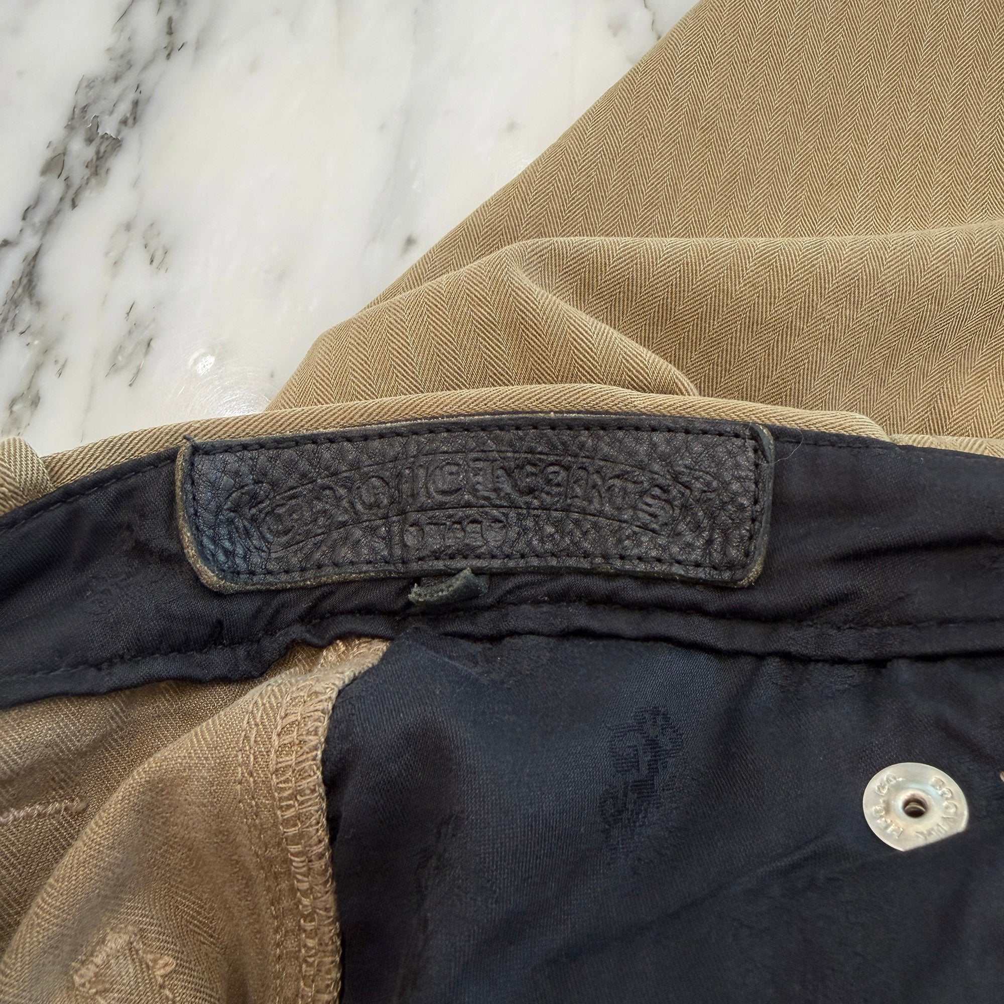 CHROME HEARTS Cross Ball Button Herringbone Cotton Chino Pants Size 32 クロムハーツ クロスボールボタン ヘリンボーン コットンチノパンツ サイズ32