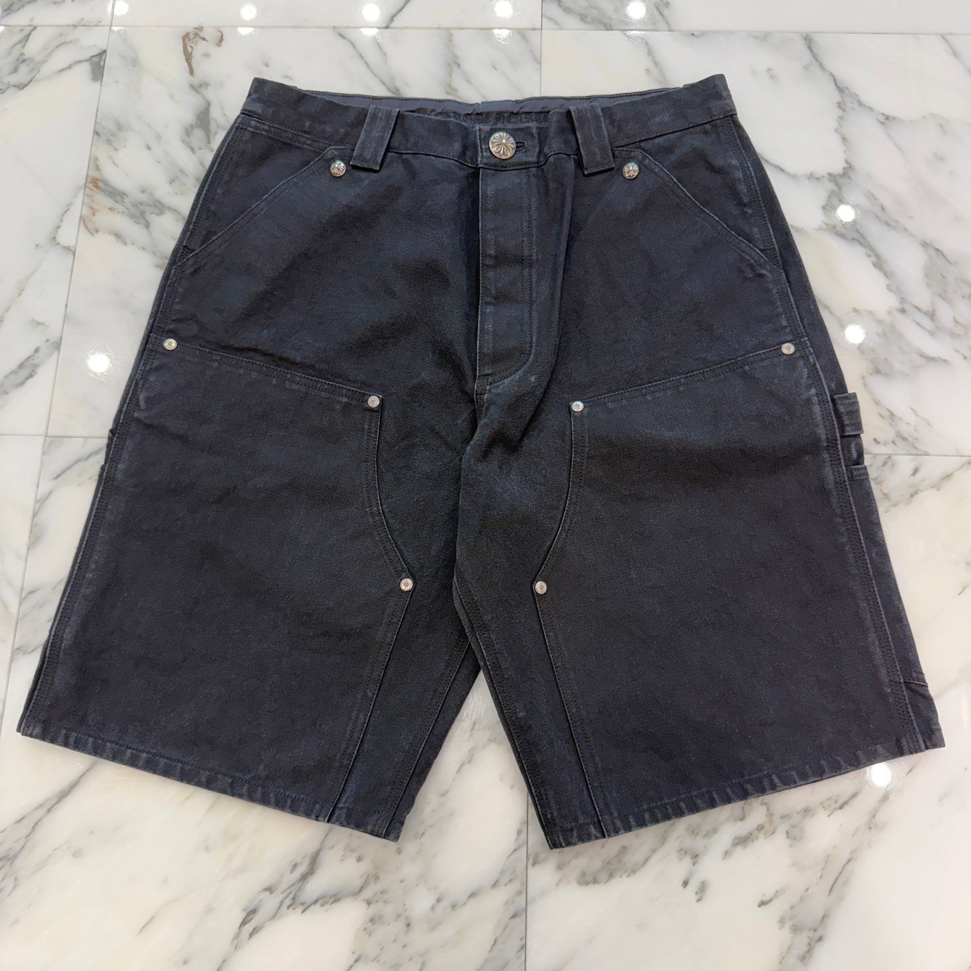 CHROME HEARTS Carpenter Cemetery Cross Patch Denim Shorts Size 33 クロムハーツ カーペンター セメタリークロスパッチ デニムショーツ サイズ33
