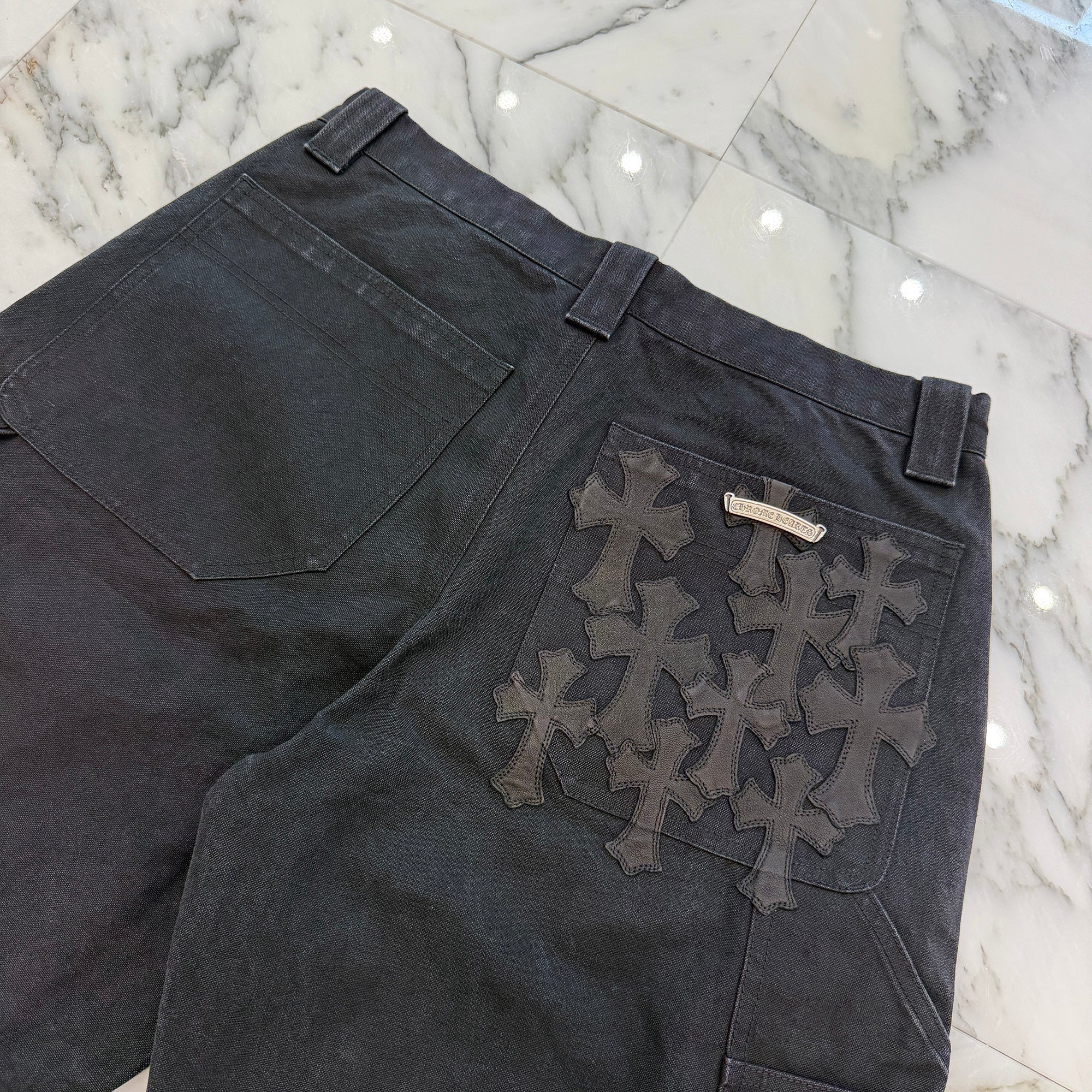 CHROME HEARTS Carpenter Cemetery Cross Patch Denim Shorts Size 33 クロムハーツ カーペンター セメタリークロスパッチ デニムショーツ サイズ33