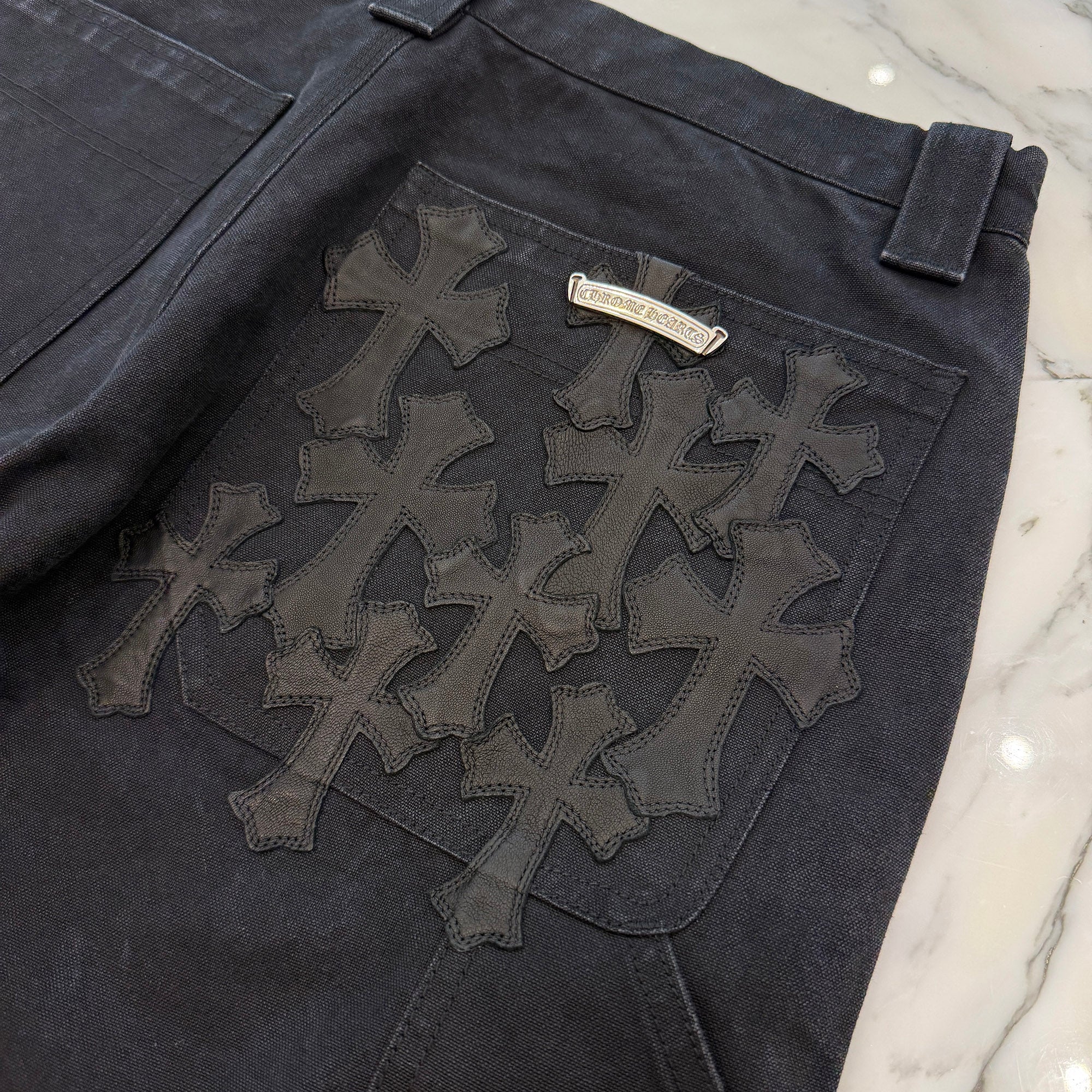 CHROME HEARTS Carpenter Cemetery Cross Patch Denim Shorts Size 33 クロムハーツ カーペンター セメタリークロスパッチ デニムショーツ サイズ33