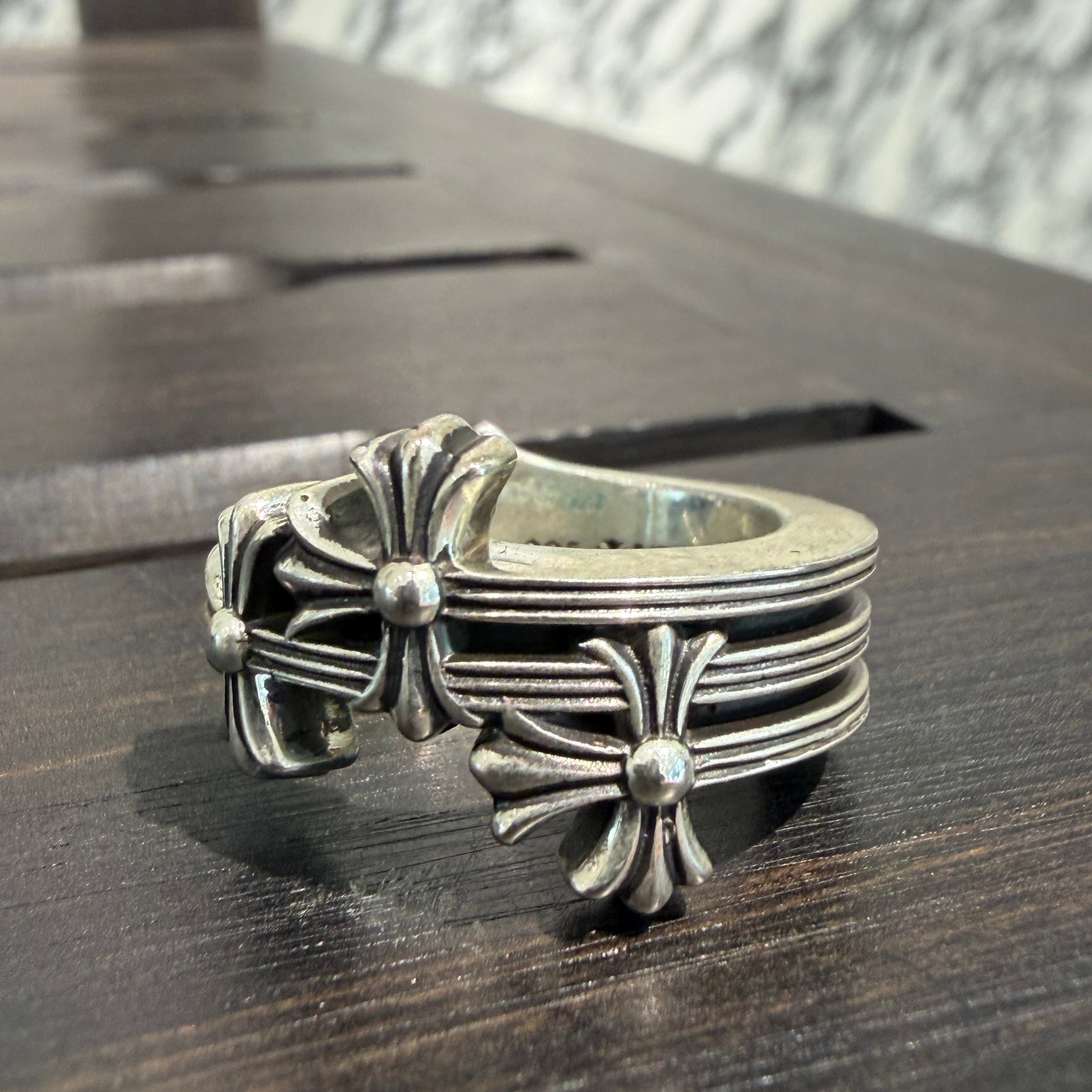 CHROME HEARTS Triple Cross Curve Ring Size 17号 クロムハーツ