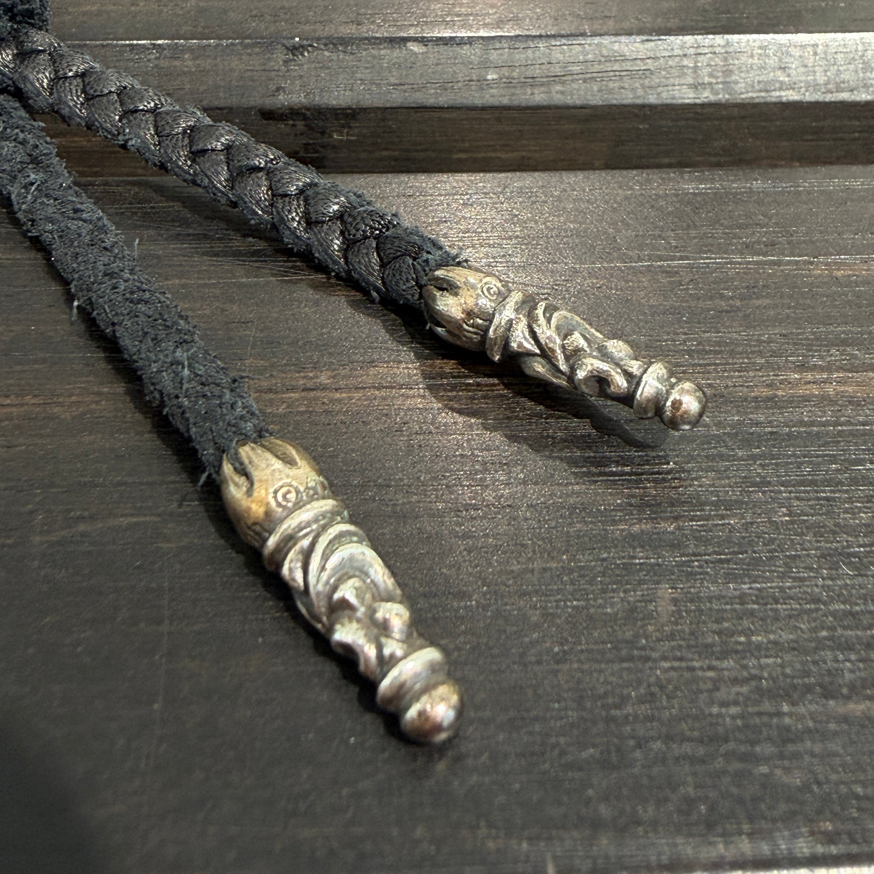 CHROME HEARTS BS FLEUR CHARM Pendant Top ＆ Scroll Leather Blade Necklace クロムハーツ BSフレア チャーム ペンダントトップ＆スクロール レザーブレード ネックレス