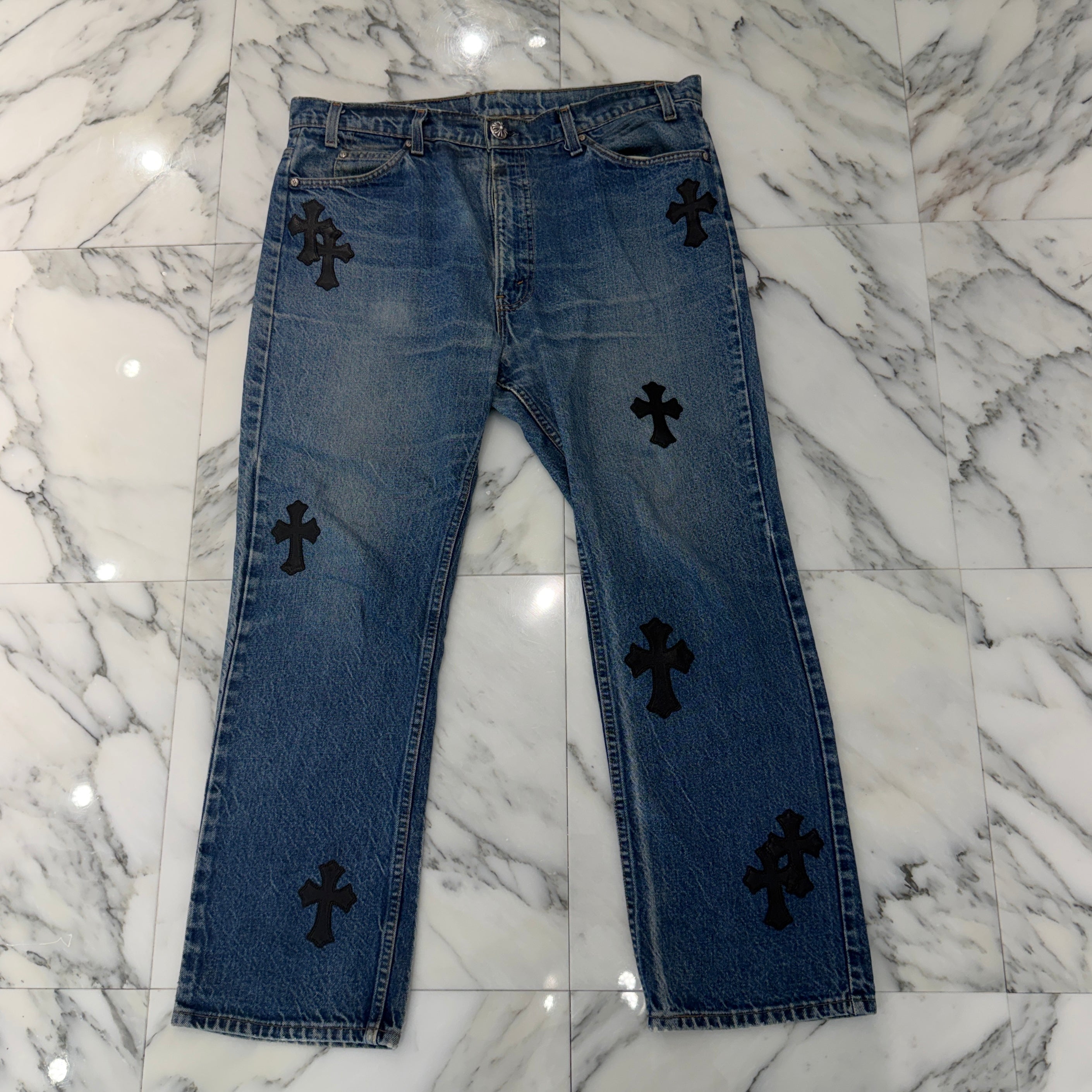 CHROME HEARTS × Levi's 517 VNTG Cross Leather Patch Denim Pants Size 36 クロムハーツ × リーバイス 517 ヴィンテージ クロスレザーパッチ デニムパンツ サイズ36