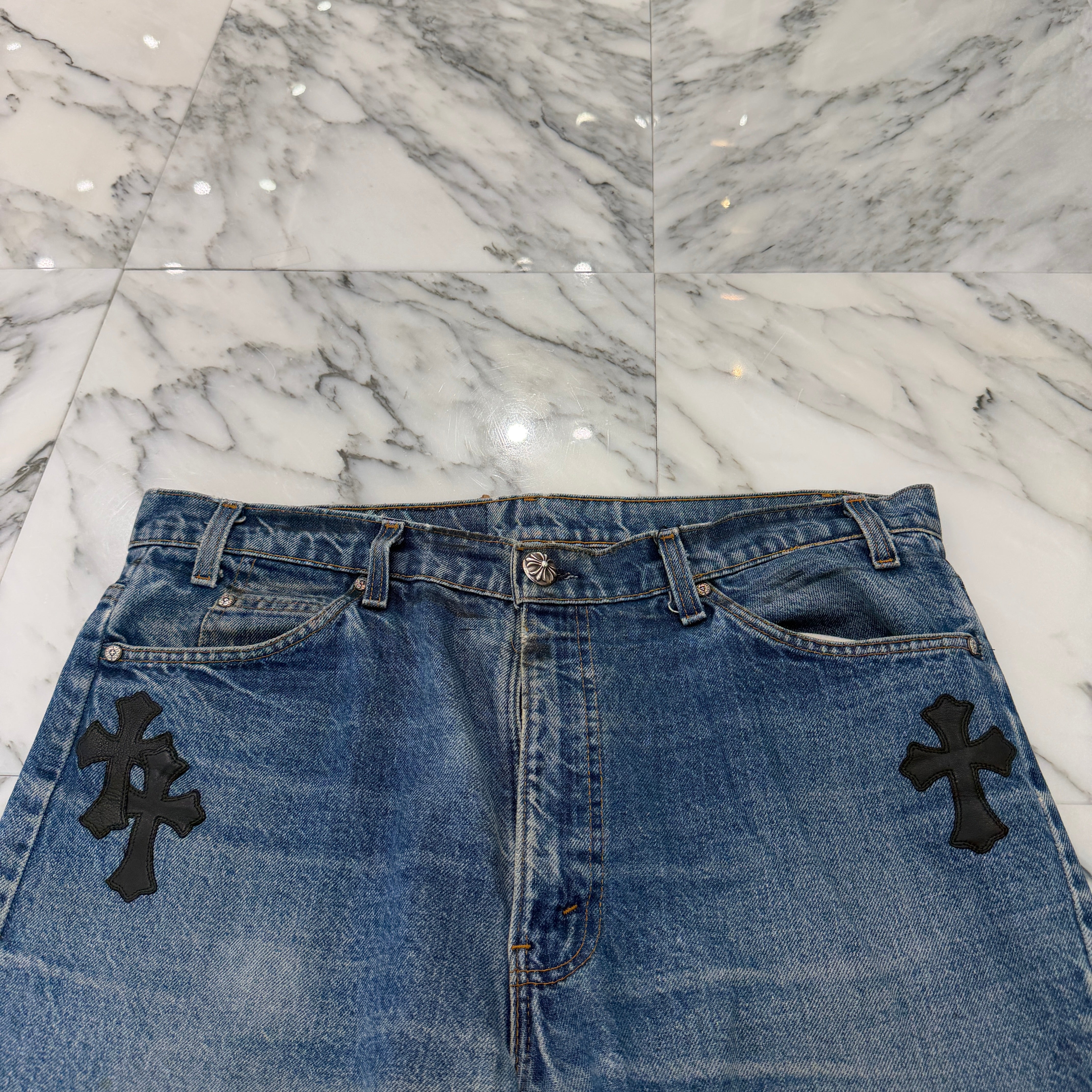 CHROME HEARTS × Levi's 517 VNTG Cross Leather Patch Denim Pants Size 36 クロムハーツ × リーバイス 517 ヴィンテージ クロスレザーパッチ デニムパンツ サイズ36