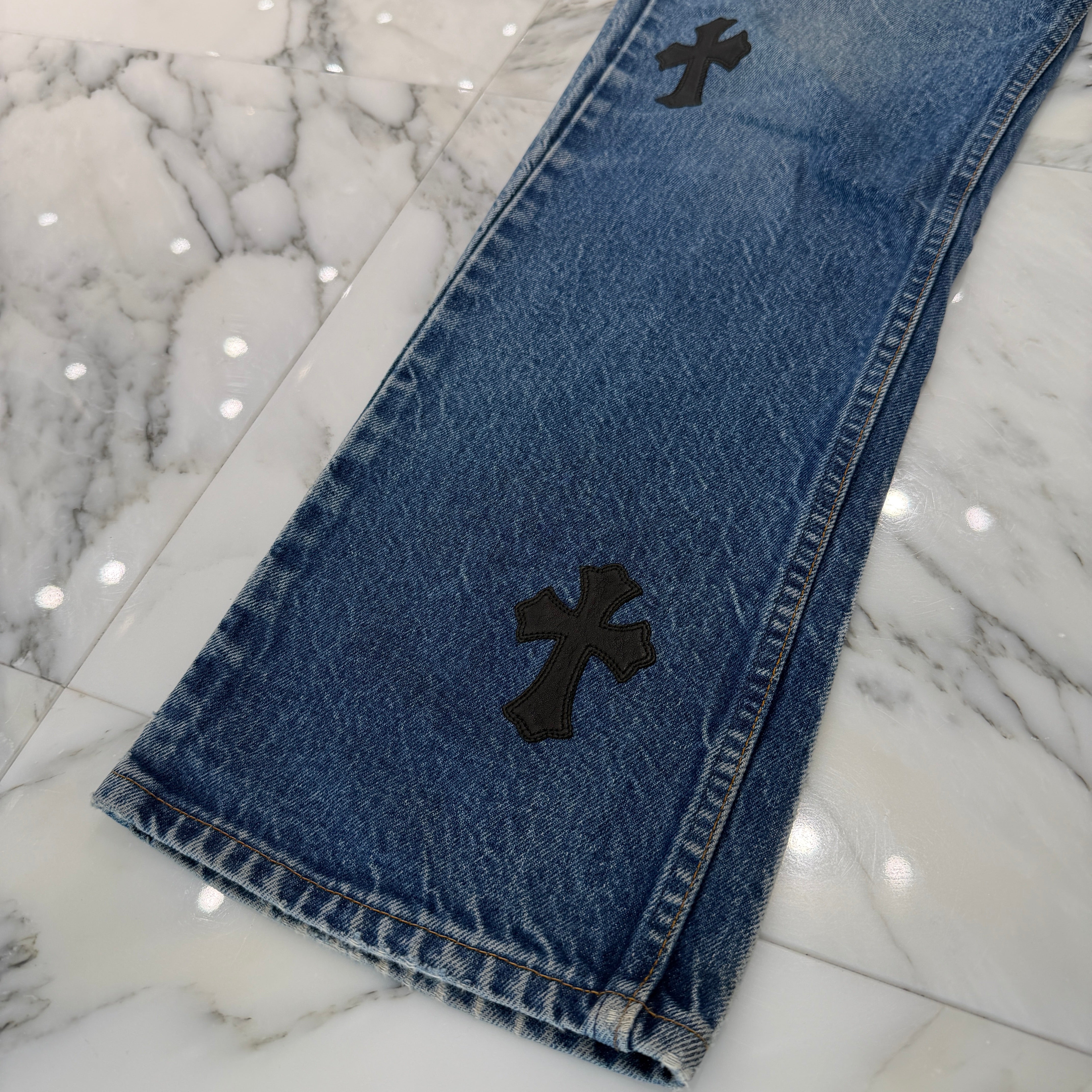 CHROME HEARTS × Levi's 517 VNTG Cross Leather Patch Denim Pants Size 36 クロムハーツ × リーバイス 517 ヴィンテージ クロスレザーパッチ デニムパンツ サイズ36