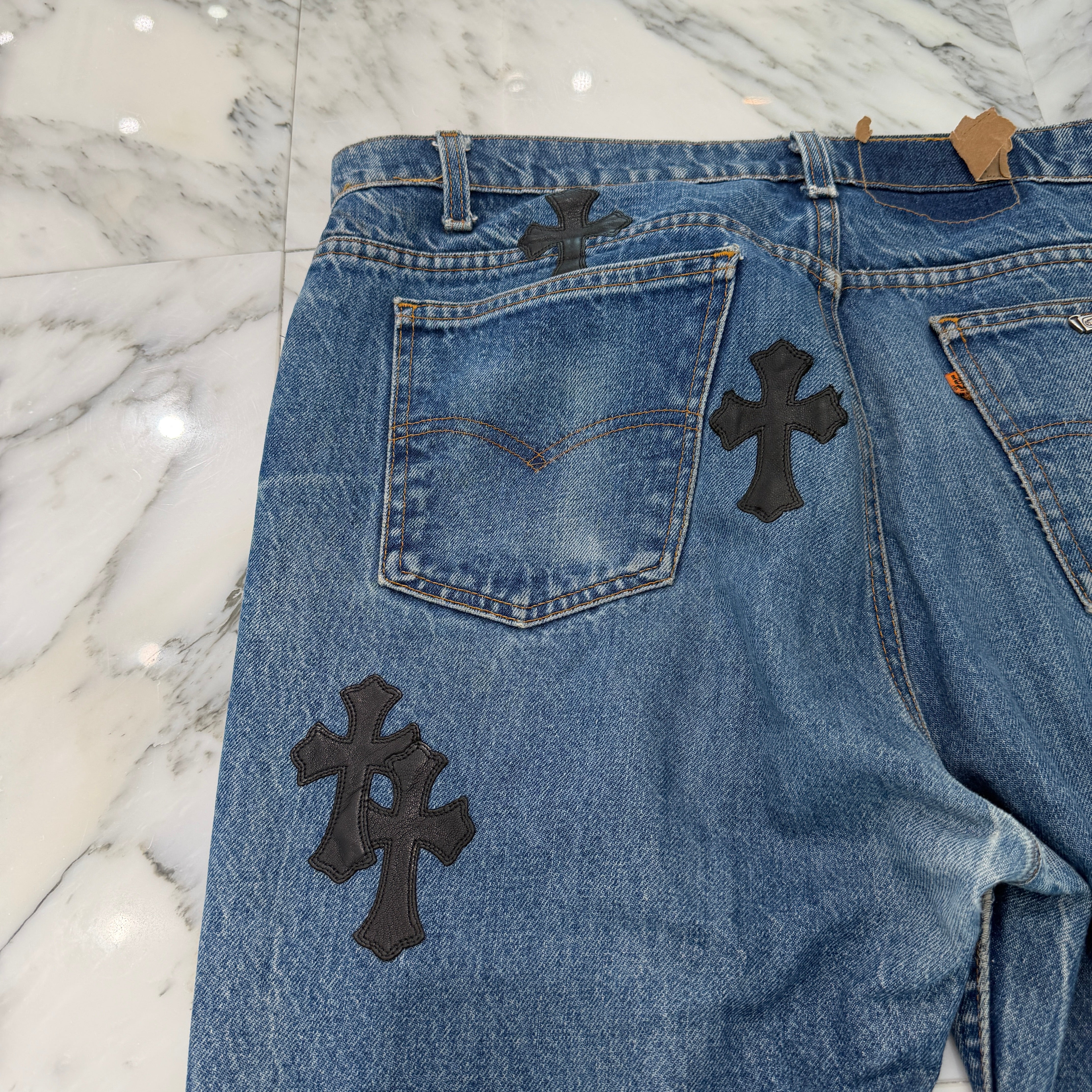 CHROME HEARTS × Levi's 517 VNTG Cross Leather Patch Denim Pants Size 36 クロムハーツ × リーバイス 517 ヴィンテージ クロスレザーパッチ デニムパンツ サイズ36