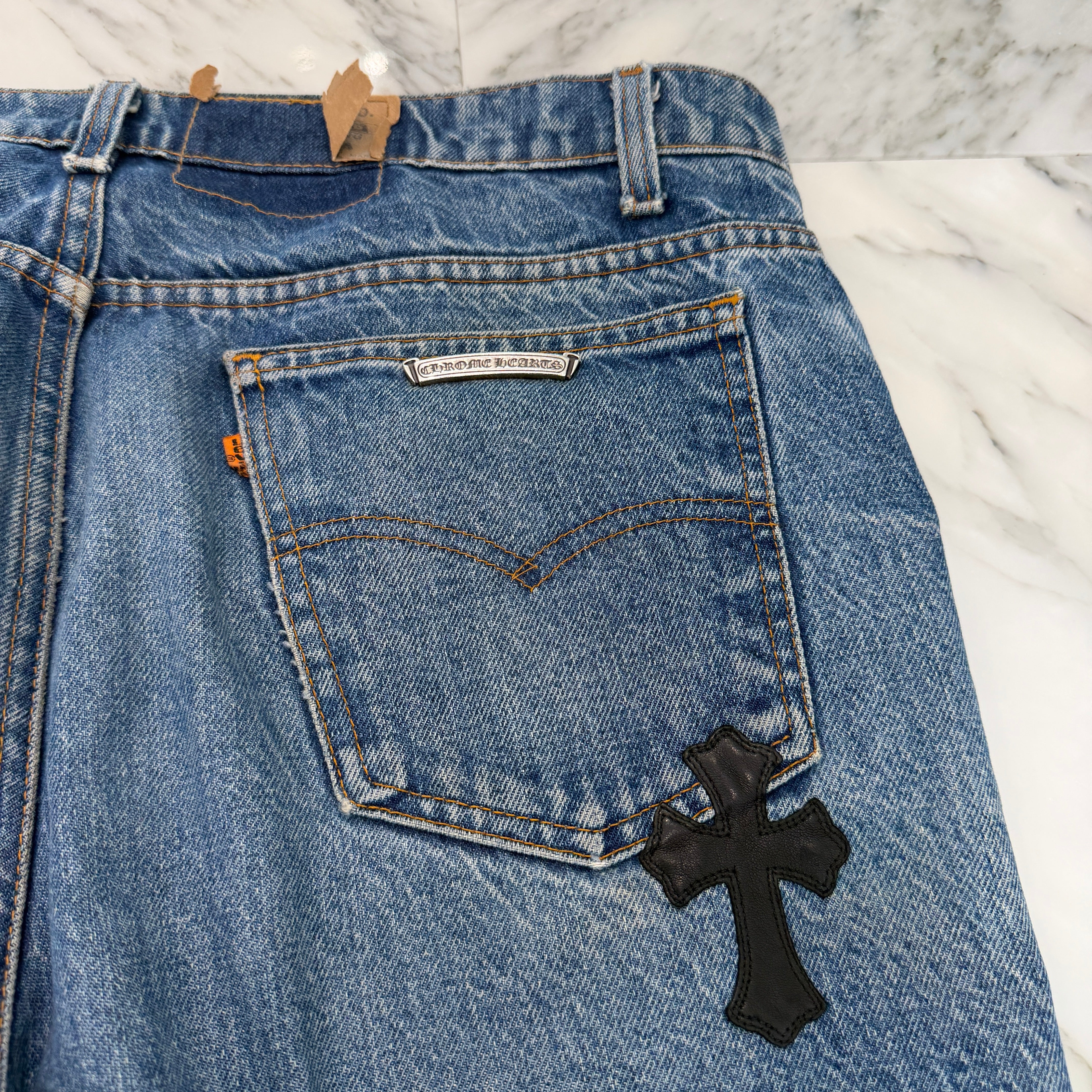 CHROME HEARTS × Levi's 517 VNTG Cross Leather Patch Denim Pants Size 36 クロムハーツ × リーバイス 517 ヴィンテージ クロスレザーパッチ デニムパンツ サイズ36