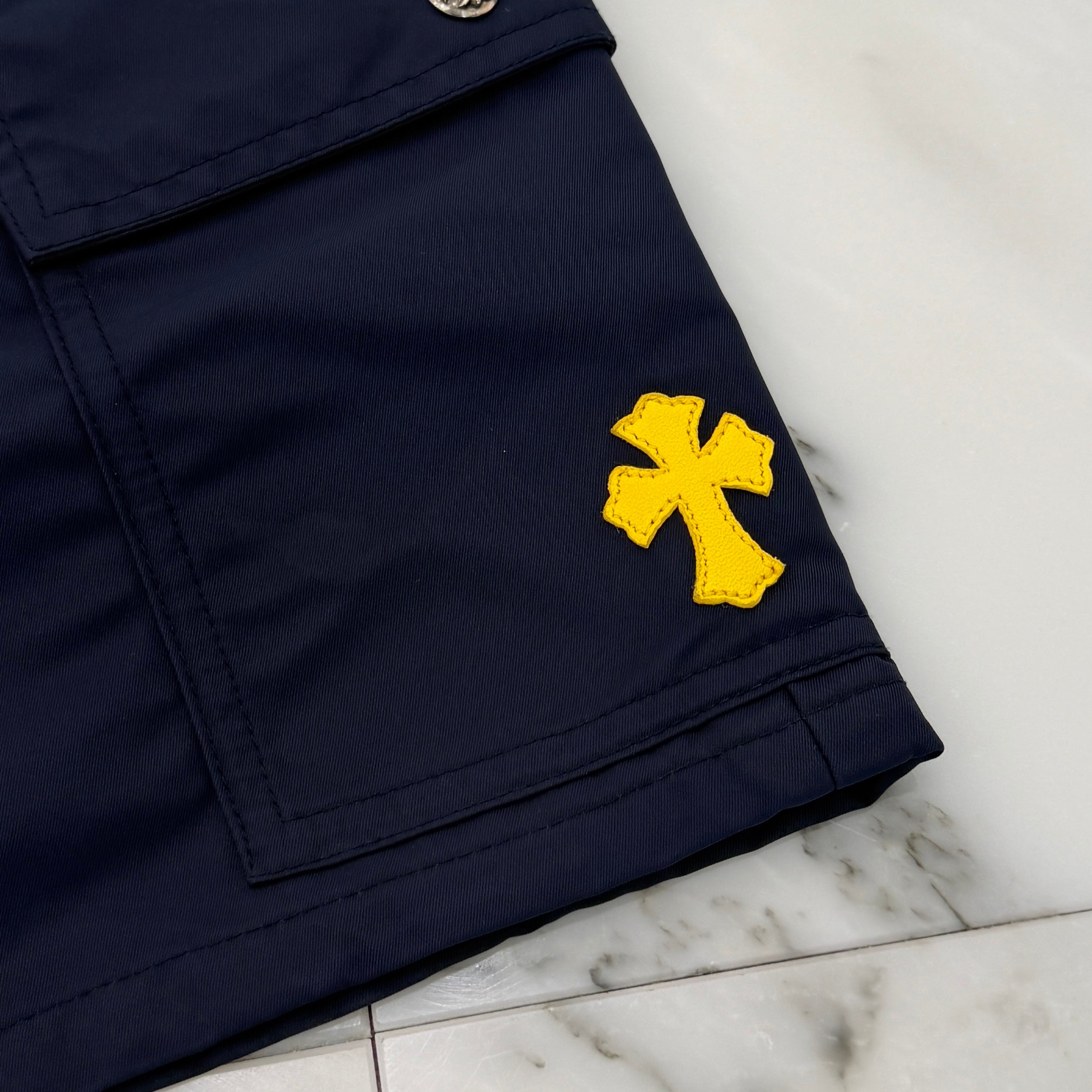 CHROME HEARTS Y NOT Yellow Cross Patch Nylon Skirt Size 25 クロムハーツ ワイノット イエロークロスパッチ ナイロン ミニスカート サイズ25