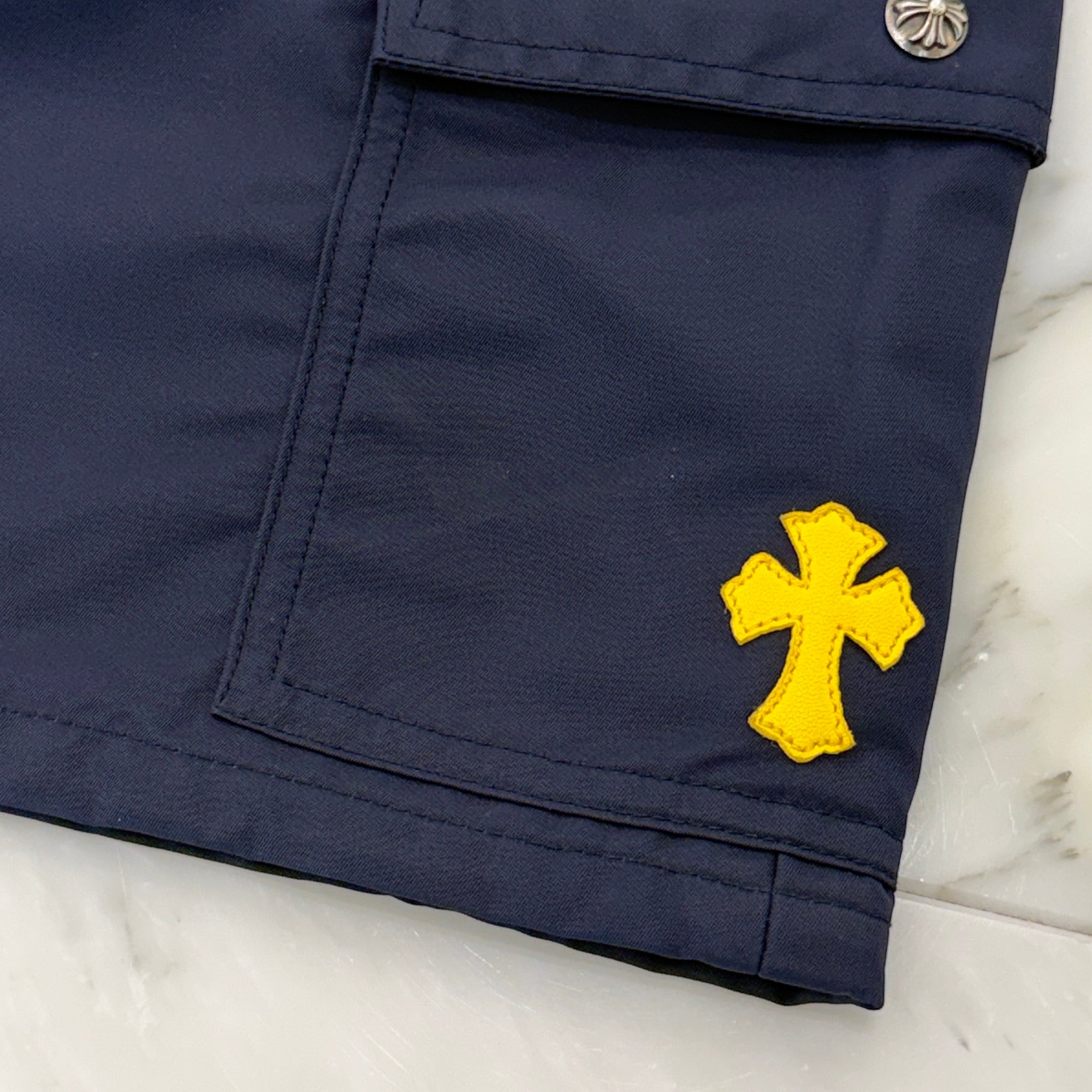 CHROME HEARTS Y NOT Yellow Cross Patch Nylon Skirt Size 25 クロムハーツ ワイノット イエロークロスパッチ ナイロン ミニスカート サイズ25