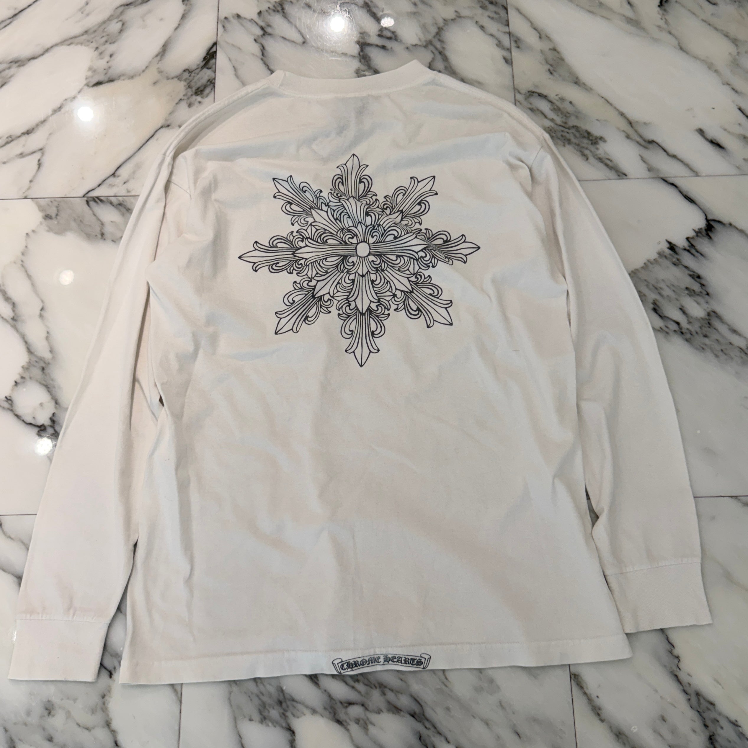 CHROME HEARTS Floral Cross Snowflake Long Sleeve Tee Size L クロムハーツ フローラルクロス スノーフレーク ロングスリーブ Tシャツ サイズL