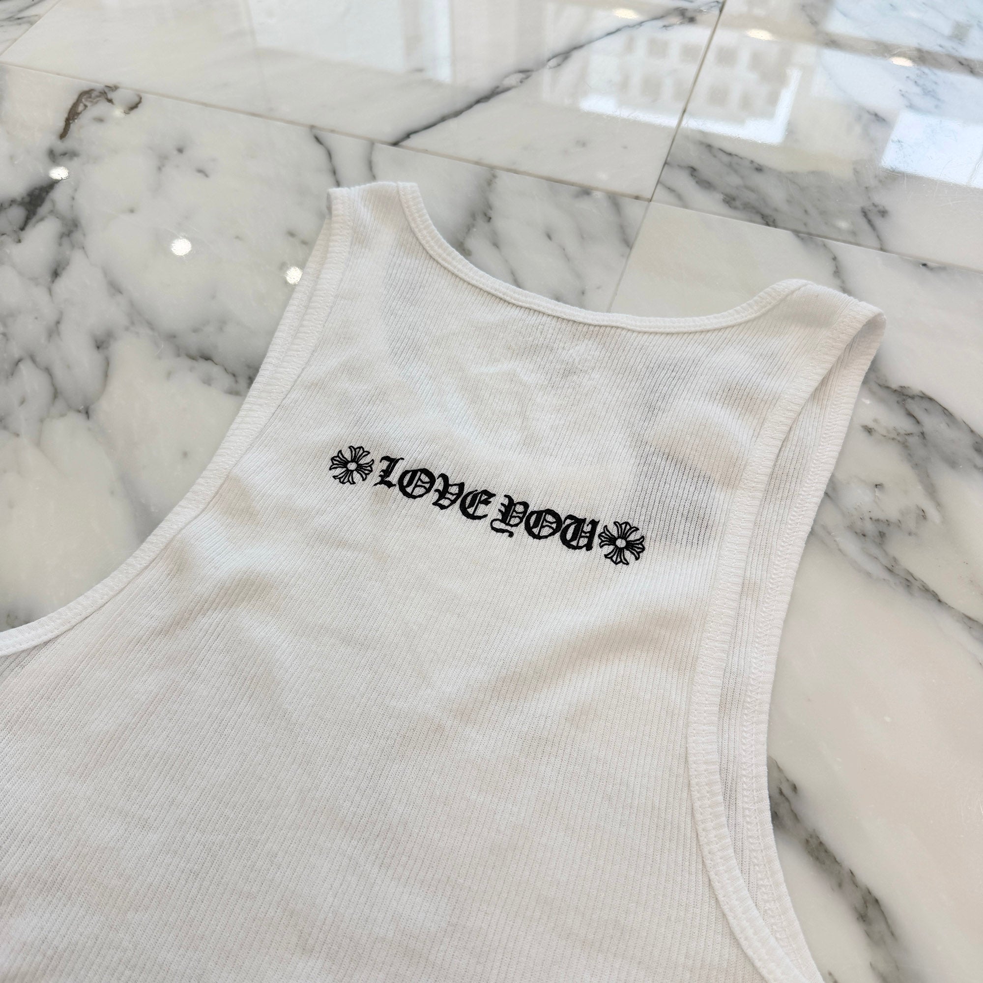 CHROME HEARTS Viny Heart "Love You" Rib Tank Top Size M クロムハーツ ヴィニーハート "ラブユー" リブ タンクトップ サイズM