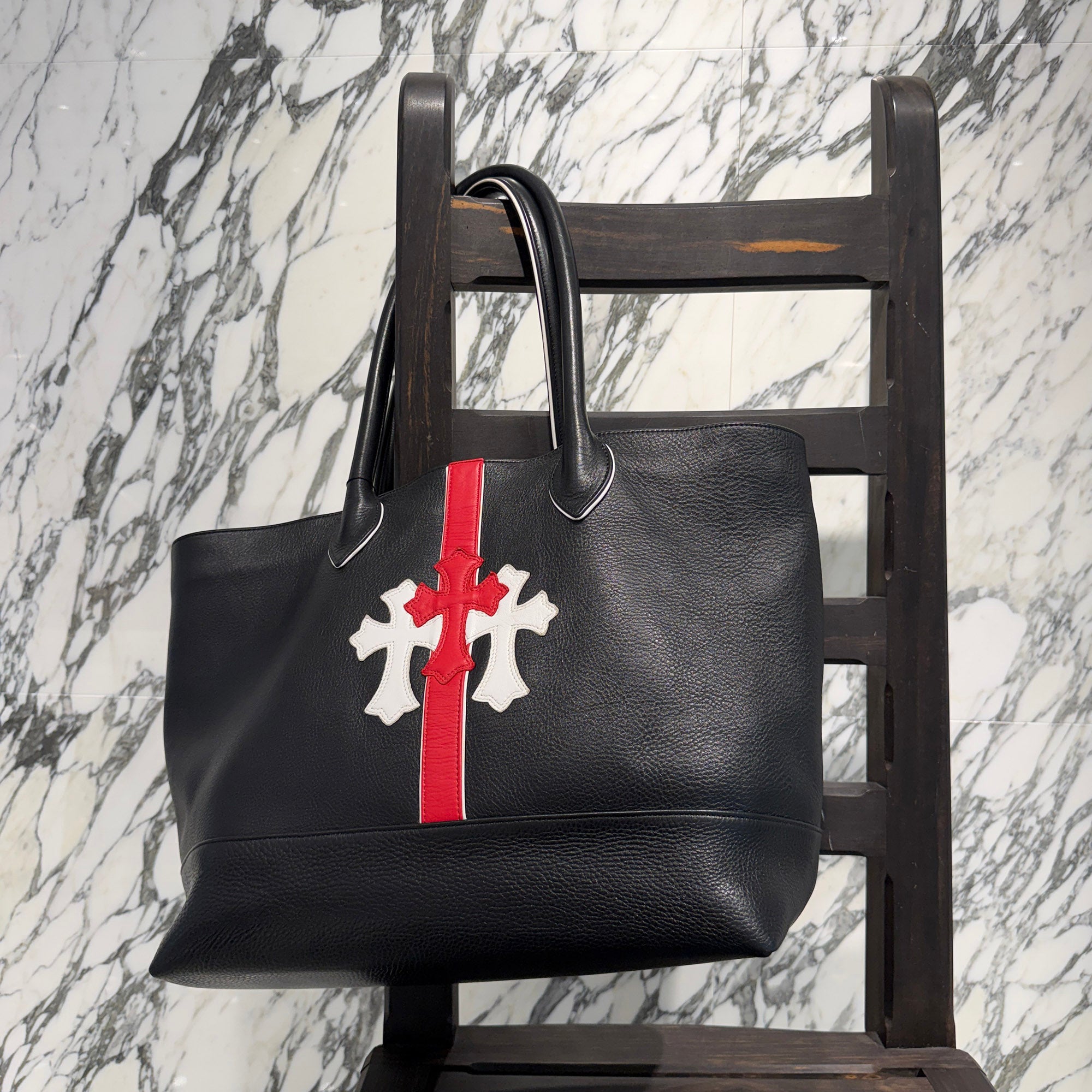 CHROME HEARTS 3 Cemetery Cross Leather Patch Leather Tote Bag クロムハーツ 3セメタリークロスレザーパッチ レザートートバッグ