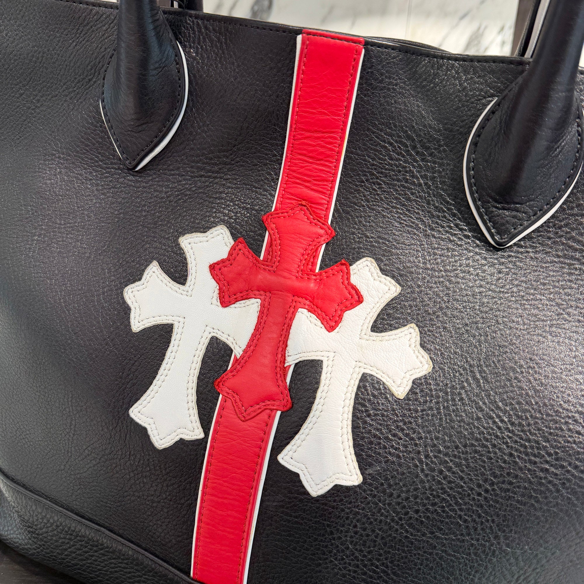 CHROME HEARTS 3 Cemetery Cross Leather Patch Leather Tote Bag クロムハーツ 3セメタリークロスレザーパッチ レザートートバッグ