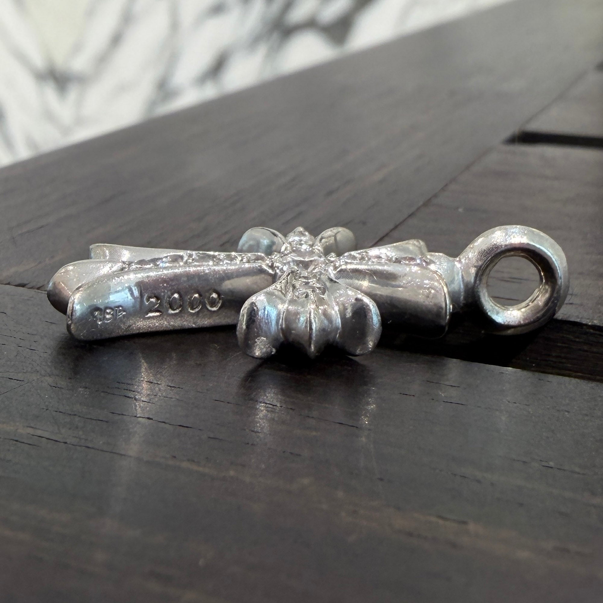 CHROME HEARTS 18K WG Tiny Fat Cross Pave Diamond Pendant Top 18K ホワイトゴールド クロムハーツ タイニーファットクロス パヴェダイアモンド ペンダントトップ