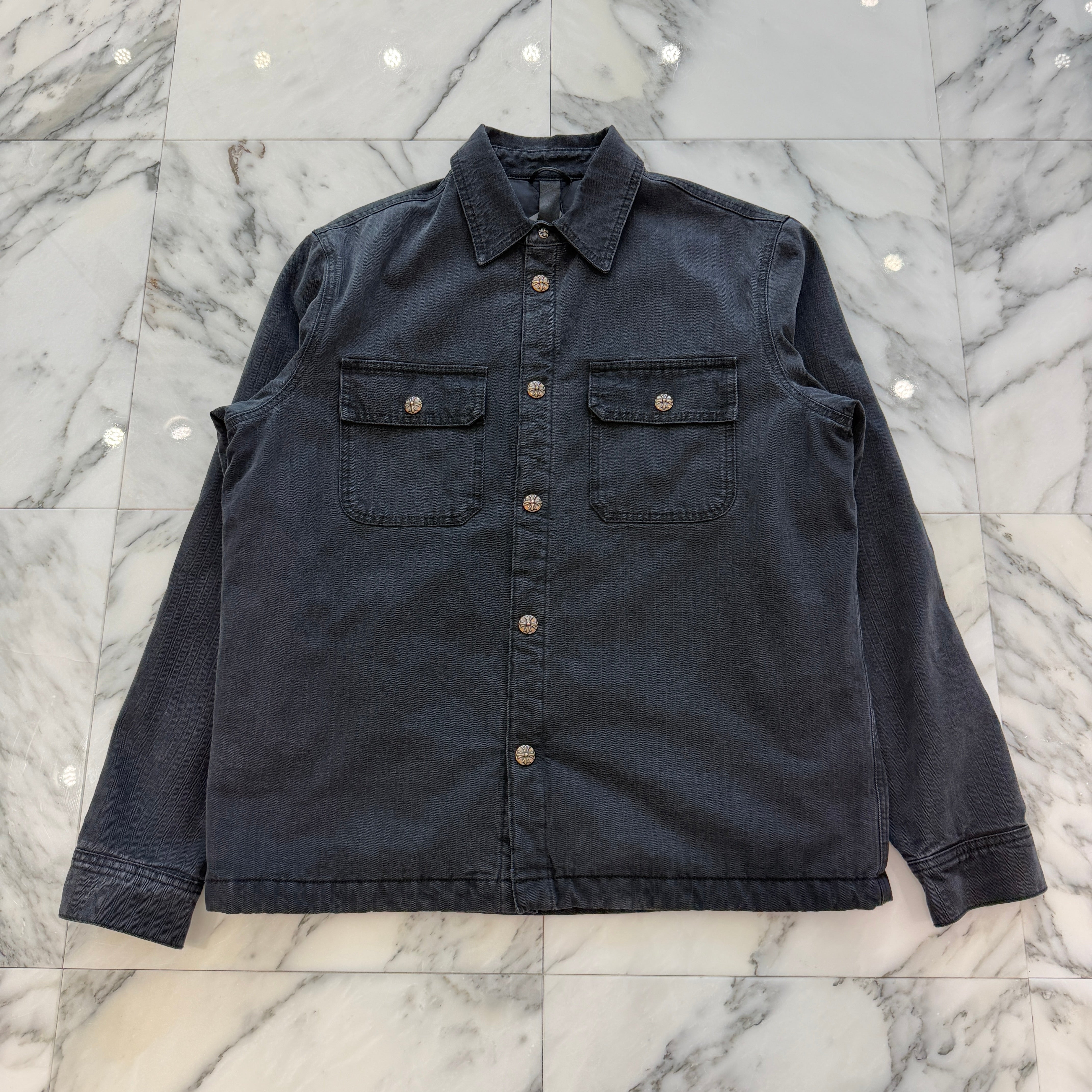 CHROME HEARTS Y NOT WORK DOG Herringbone Shirt Jacket Size L クロムハーツ ワイノット ワークドッグ ヘリンボーン シャツジャケット サイズL