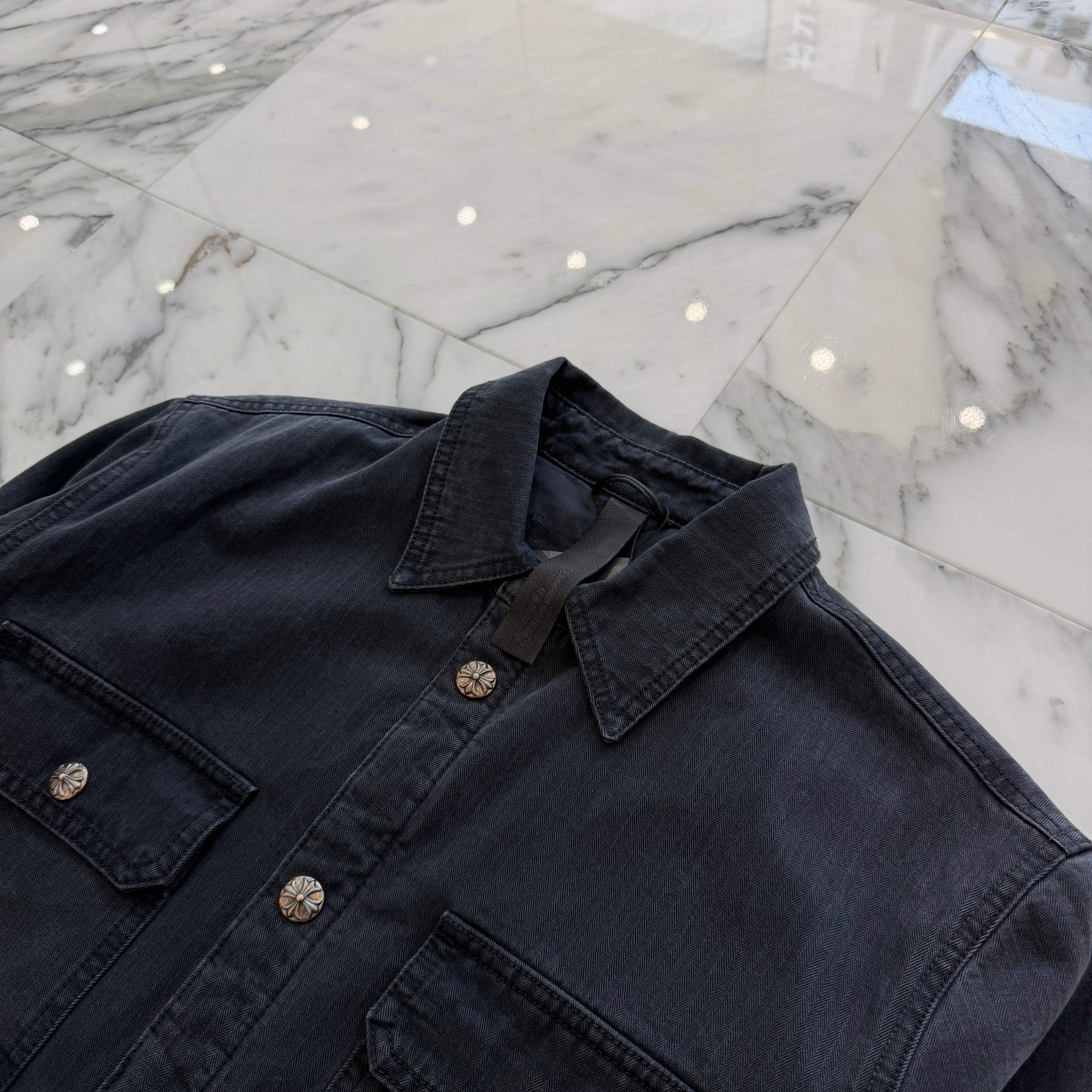 CHROME HEARTS Y NOT WORK DOG Herringbone Shirt Jacket Size L クロムハーツ ワイノット ワークドッグ ヘリンボーン シャツジャケット サイズL