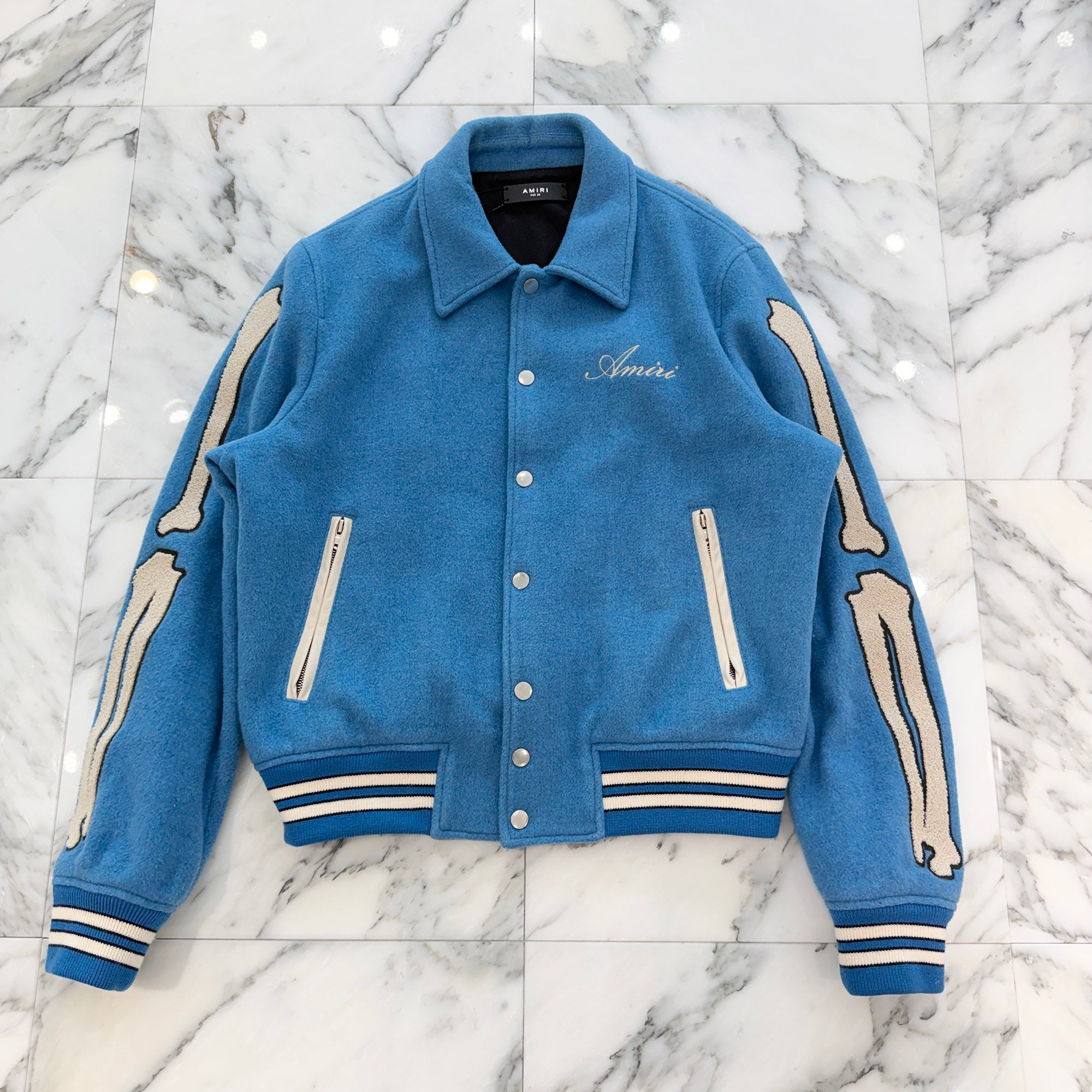 AMIRI 2023SS Embroidered Logo Bones Varsity Jacket PS23MOS002 Size 50 アミリ ロゴ 刺繡 ボーンズ バーシティー ジャケット サイズ50