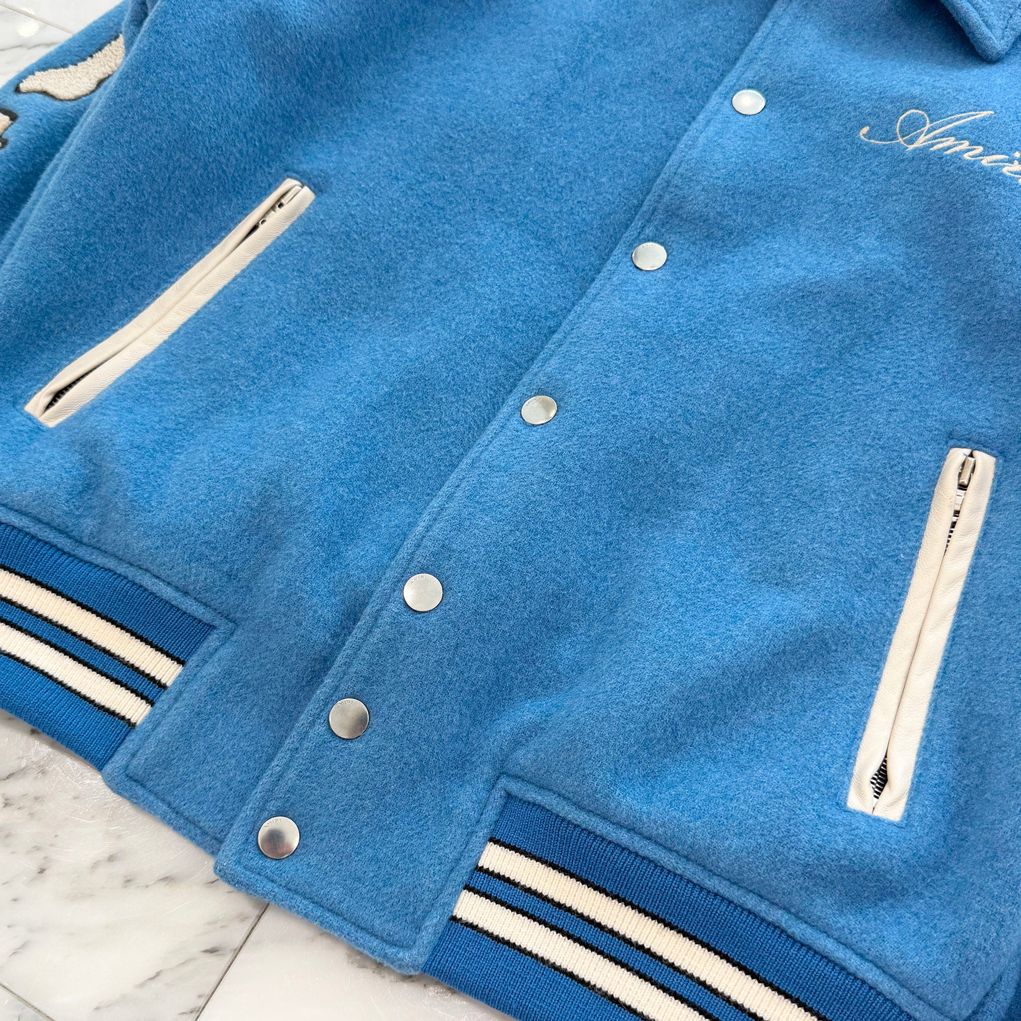 AMIRI 2023SS Embroidered Logo Bones Varsity Jacket PS23MOS002 Size 50 アミリ ロゴ 刺繡 ボーンズ バーシティー ジャケット サイズ50