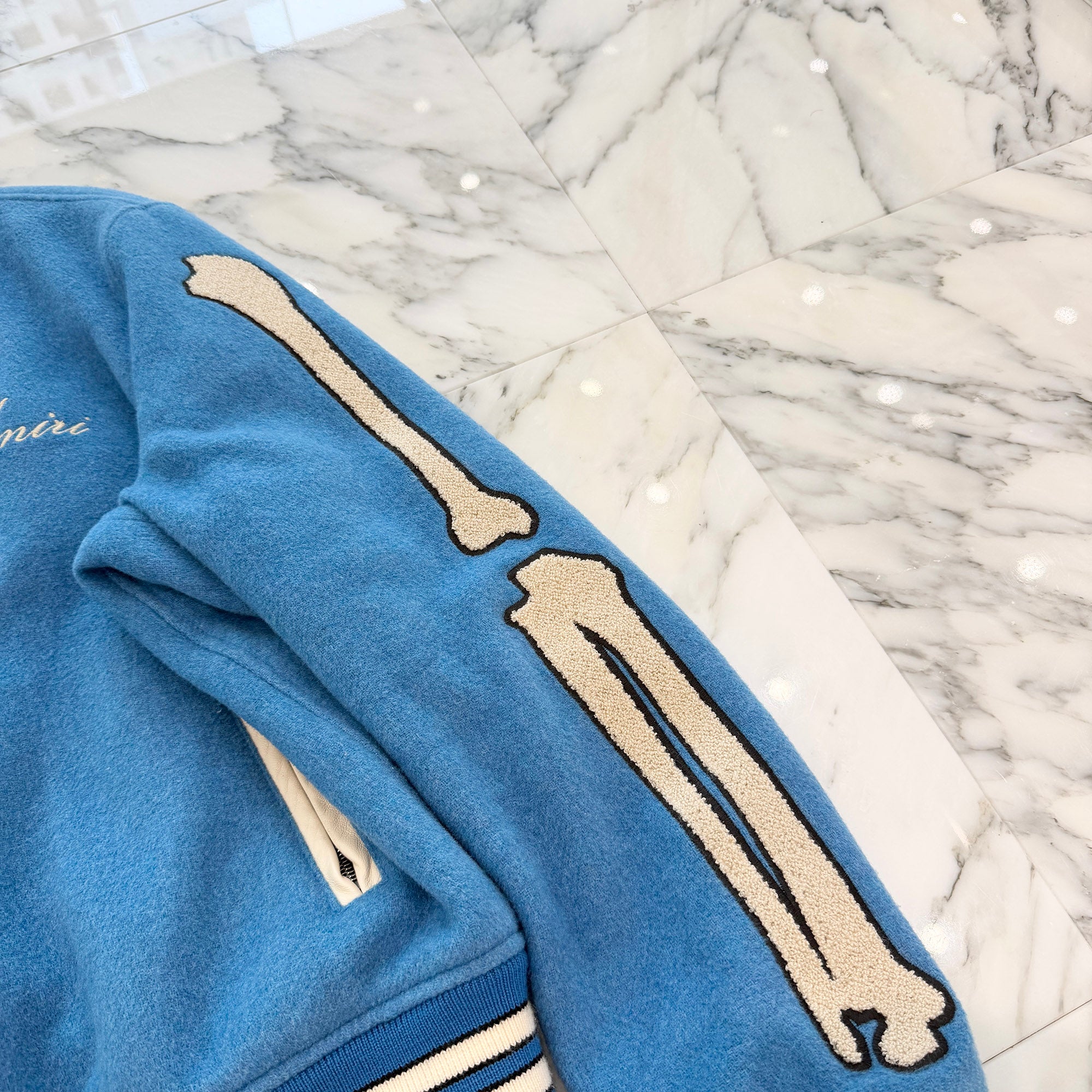 AMIRI 2023SS Embroidered Logo Bones Varsity Jacket PS23MOS002 Size 50 アミリ ロゴ 刺繡 ボーンズ バーシティー ジャケット サイズ50