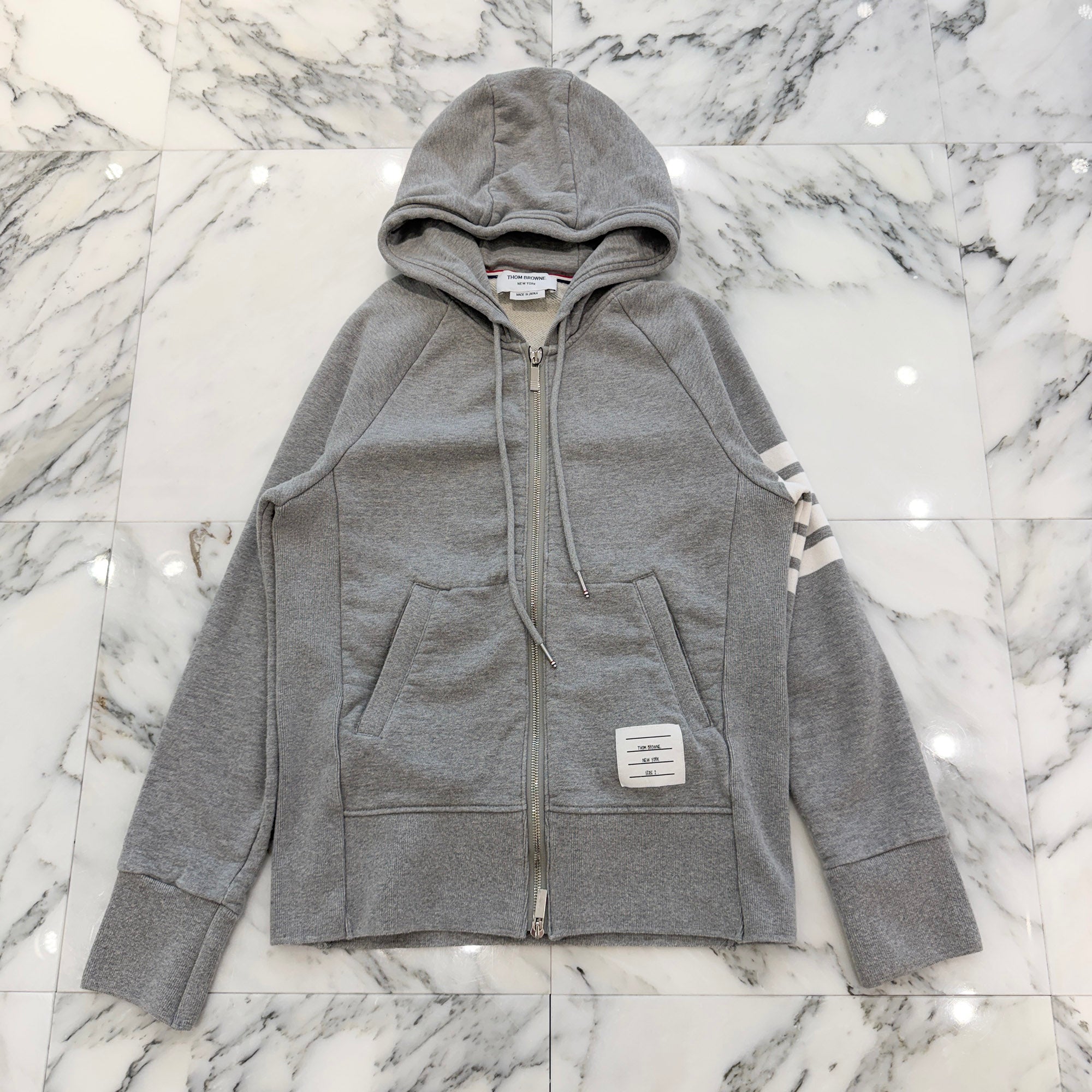 THOM BROWNE 2020SS Classic Loopback 4 Bar Zip Up Hoodie MJT022H-00535-068 Size 2 トムブラウン クラシック ループバック 4バー ジップアップ フーディー サイズ2