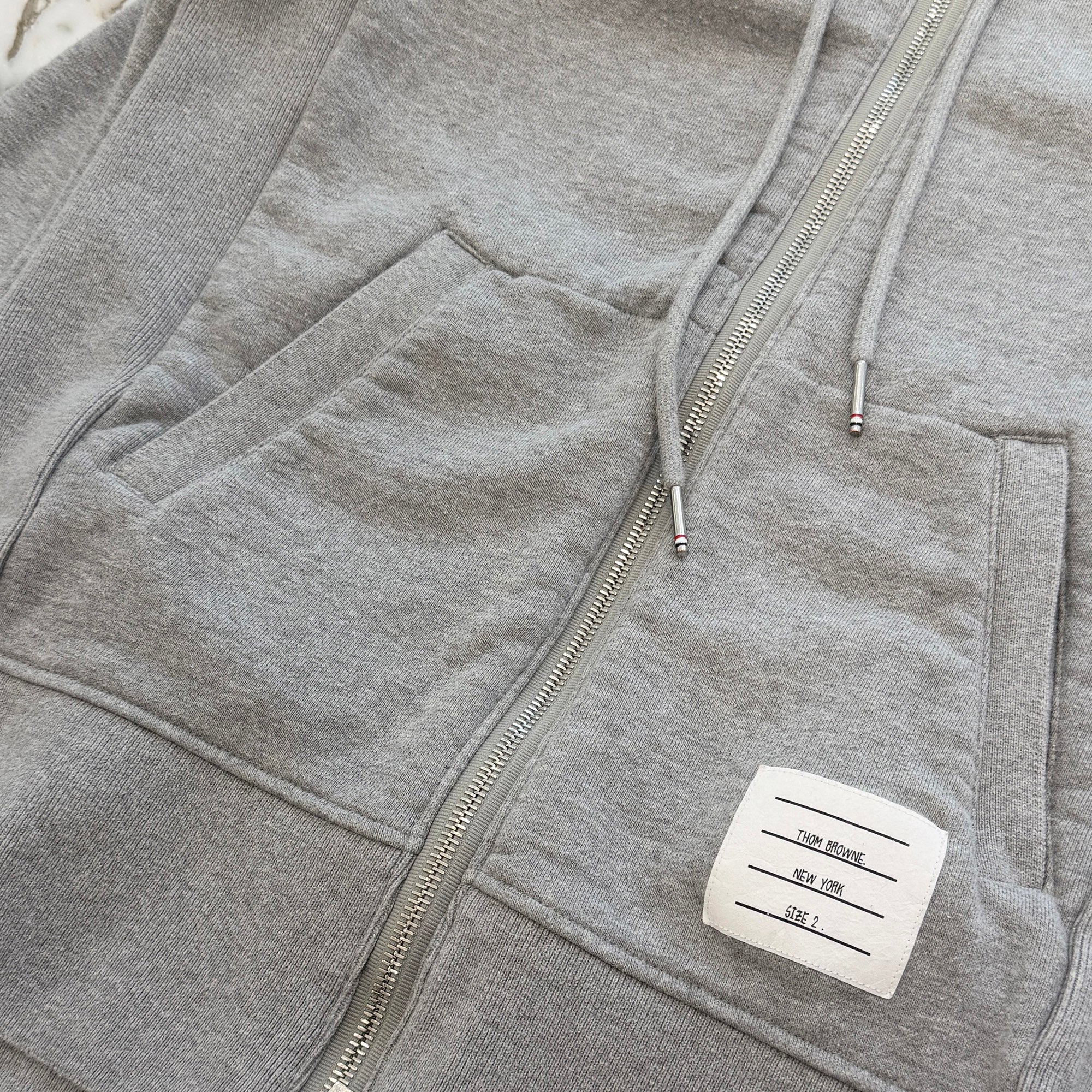 THOM BROWNE 2020SS Classic Loopback 4 Bar Zip Up Hoodie MJT022H-00535-068 Size 2 トムブラウン クラシック ループバック 4バー ジップアップ フーディー サイズ2
