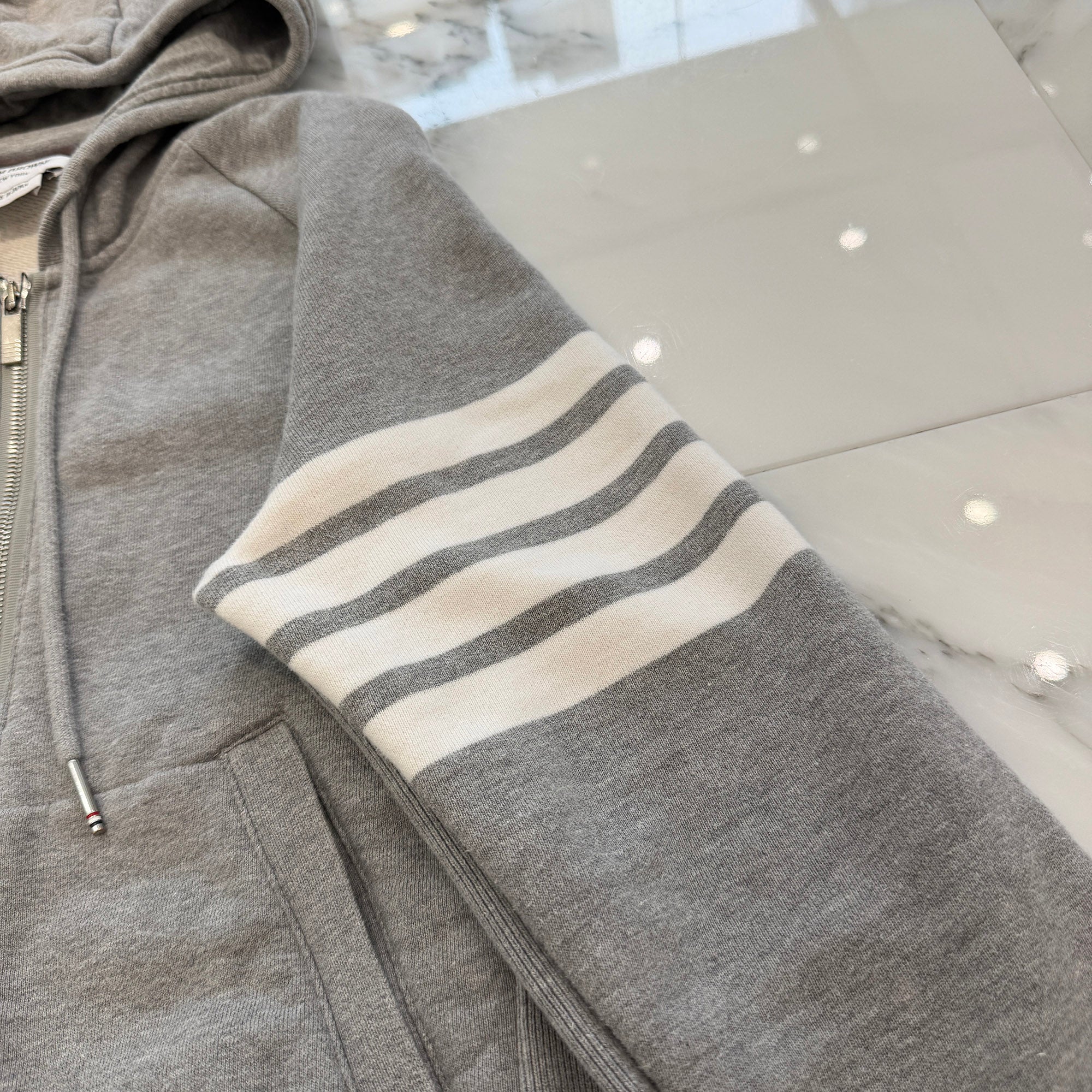 THOM BROWNE 2020SS Classic Loopback 4 Bar Zip Up Hoodie MJT022H-00535-068 Size 2 トムブラウン クラシック ループバック 4バー ジップアップ フーディー サイズ2